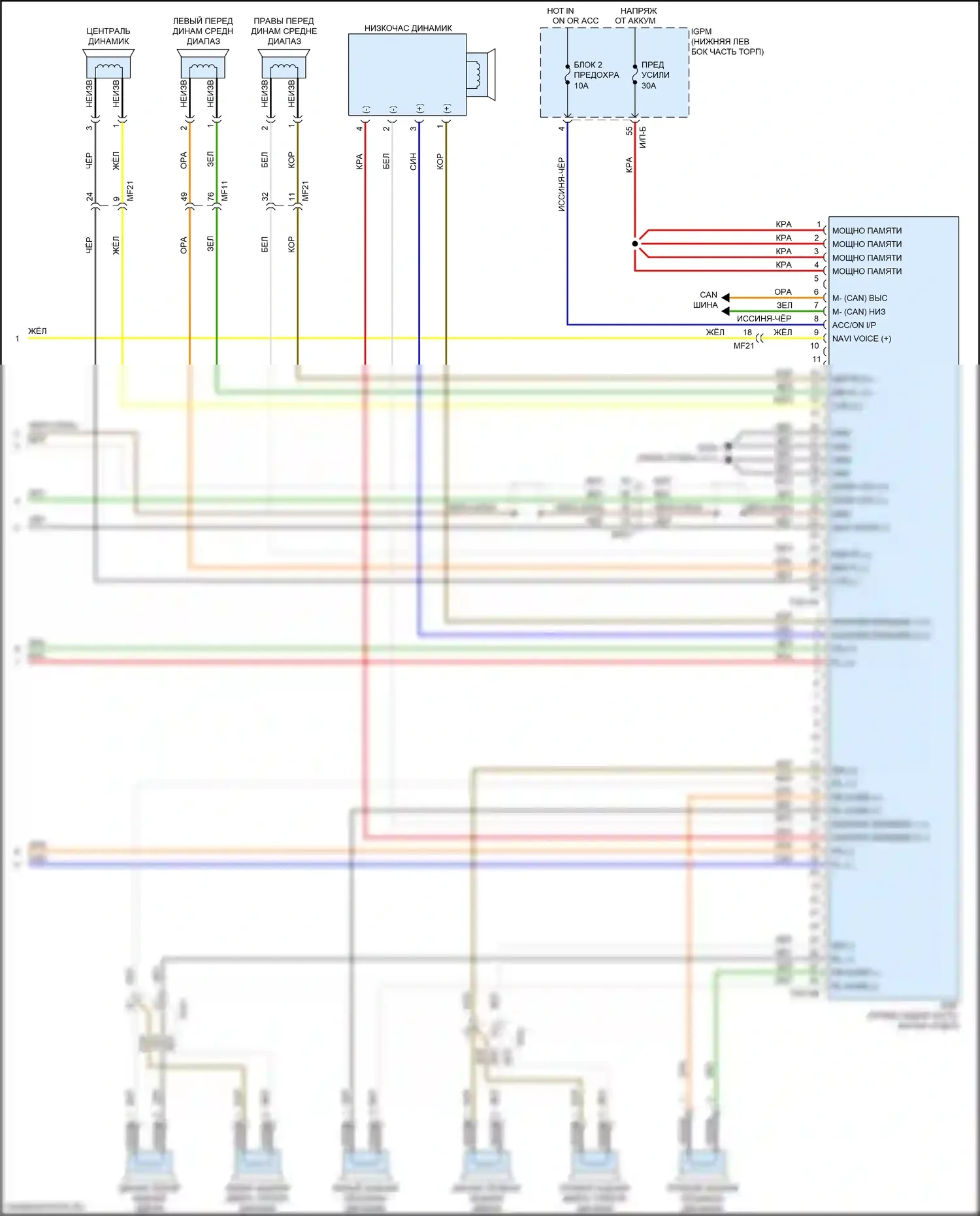 Cadenza Kia II (2016-2020): Электросхема навигации, с усилителем (4 из 4) 