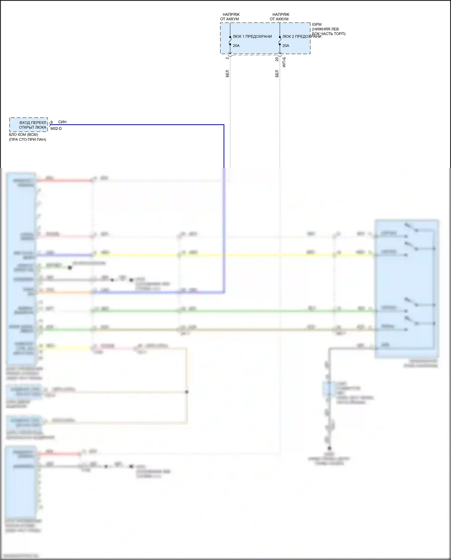 Cadenza Kia II (2016-2020): Электросхема складной крыши/люка 