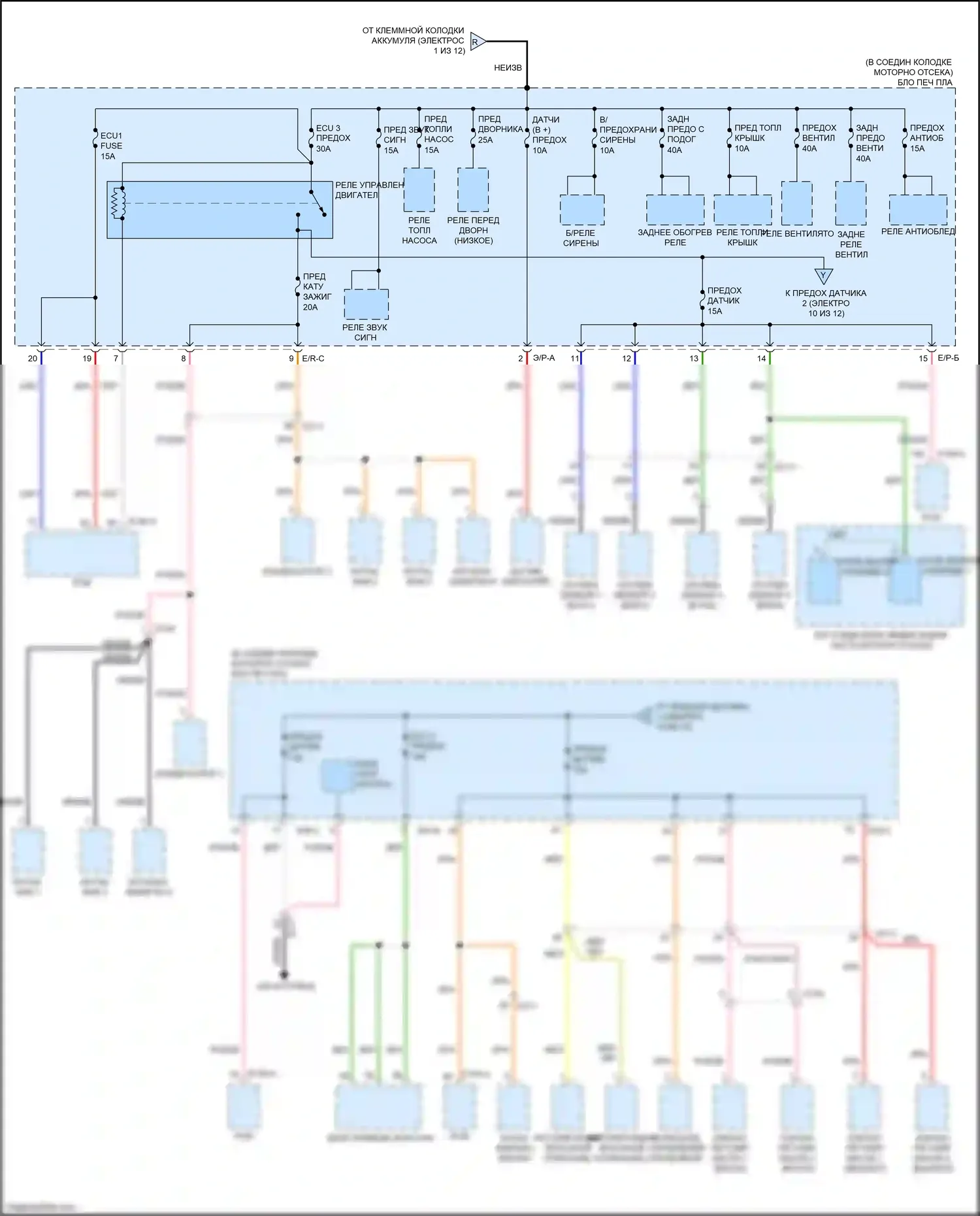 Carnival Kia III (2014-2021): Электросхема блока предохранителей реле (10 из 12) 