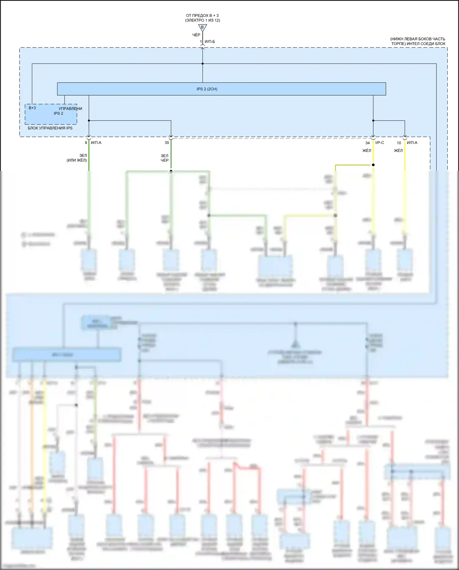 Carnival Kia III (2014-2021): Электросхема блока предохранителей реле (3 из 12) 