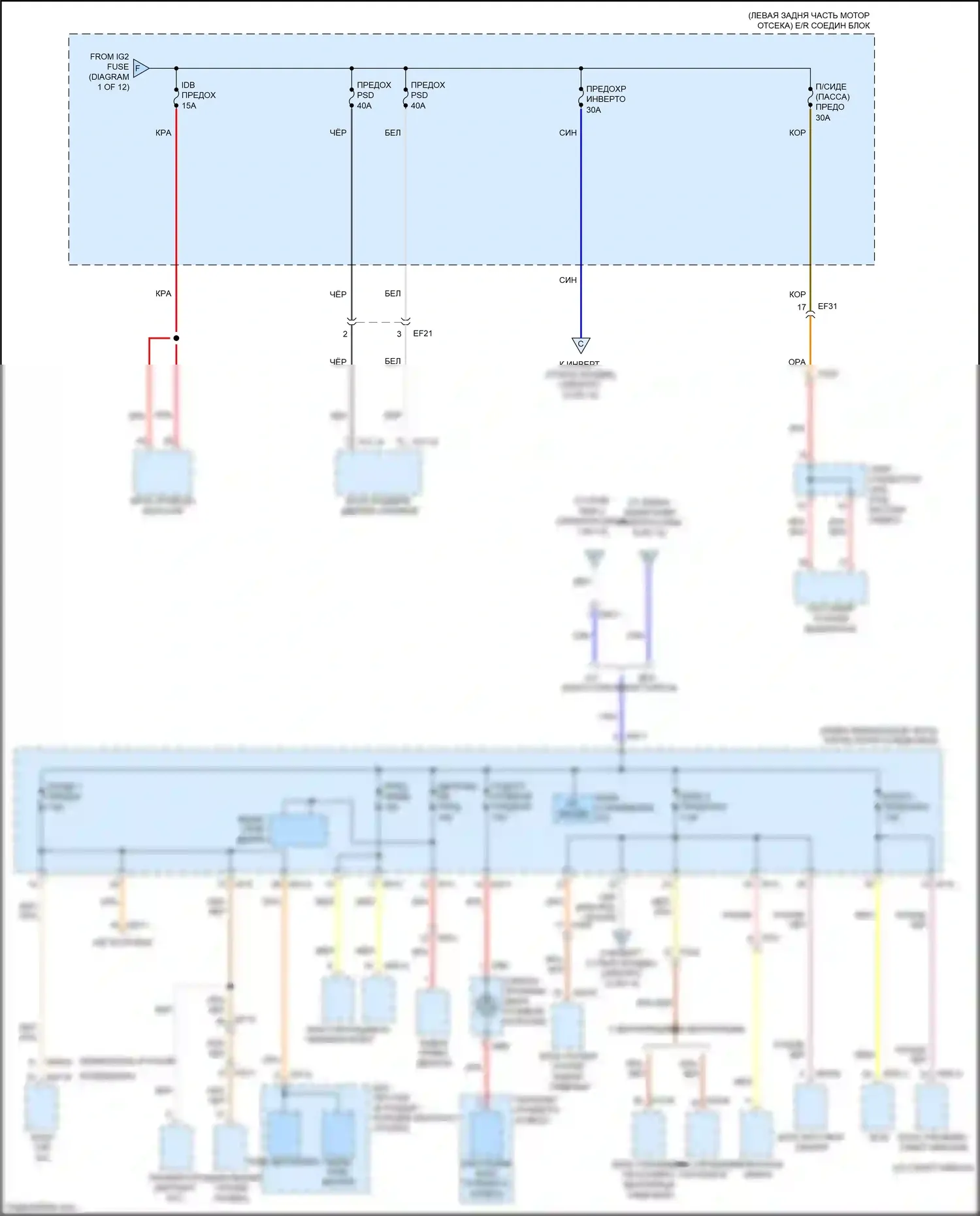 Carnival Kia III (2014-2021): Электросхема блока предохранителей реле (5 из 12) 