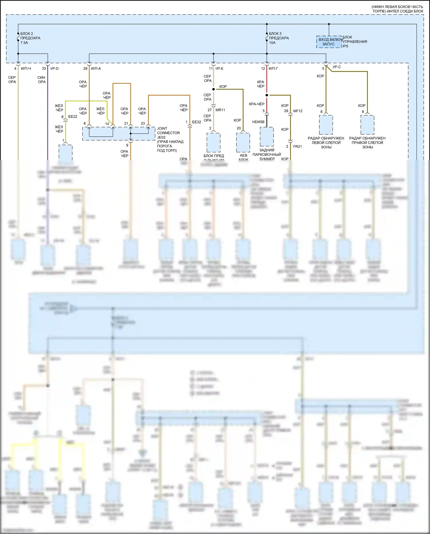 Carnival Kia III (2014-2021): Электросхема блока предохранителей реле (7 из 12) 