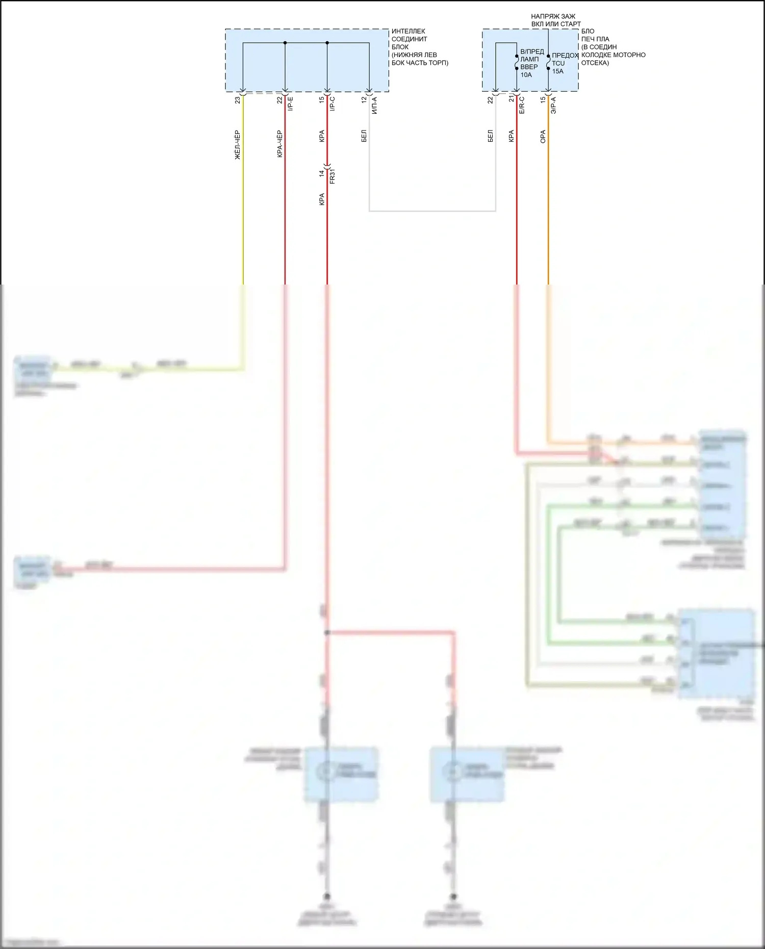 Carnival Kia III (2014-2021): Электросхема фонарей заднего хода 