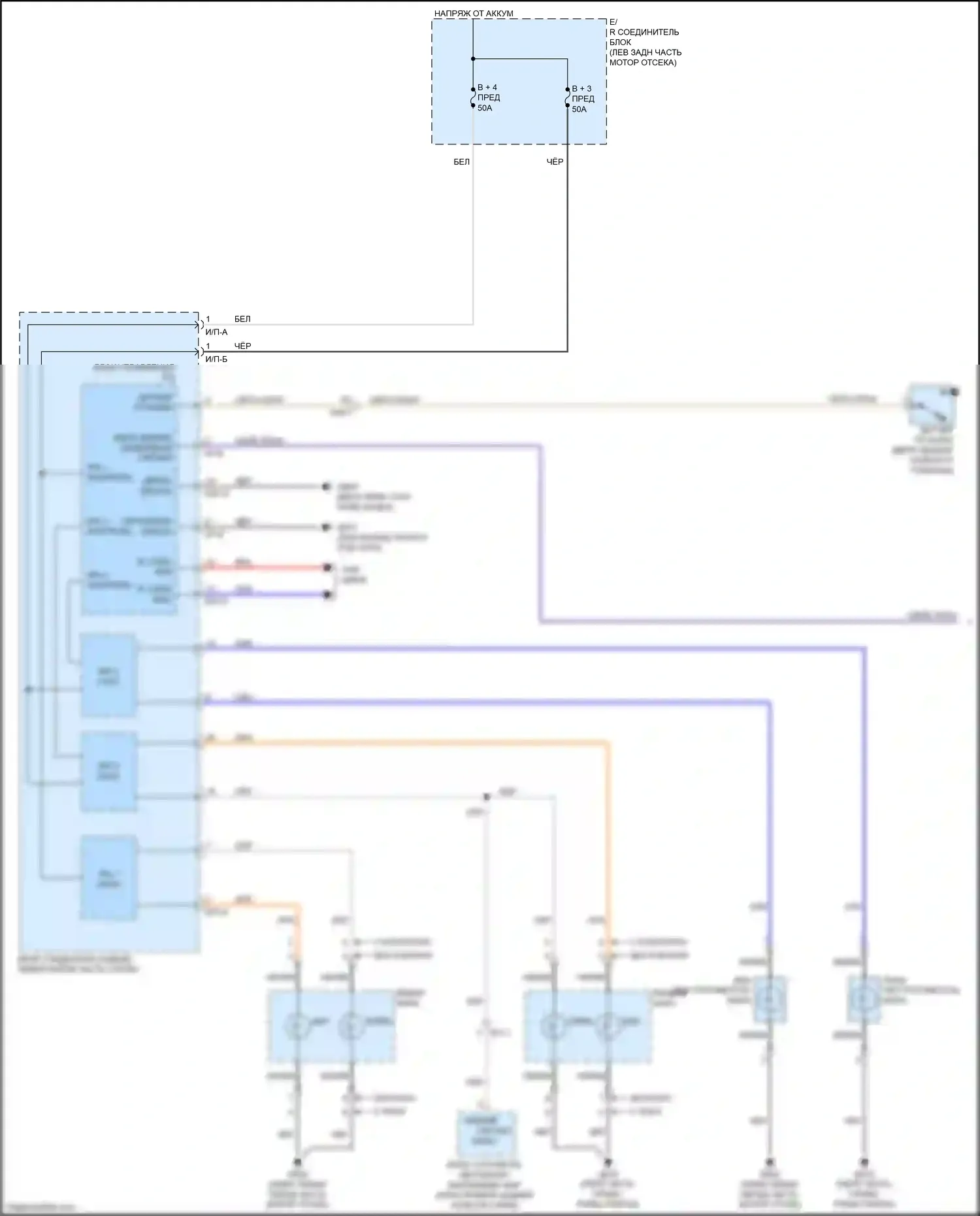 Carnival Kia III (2014-2021): Электросхема фар (1 из 2) 