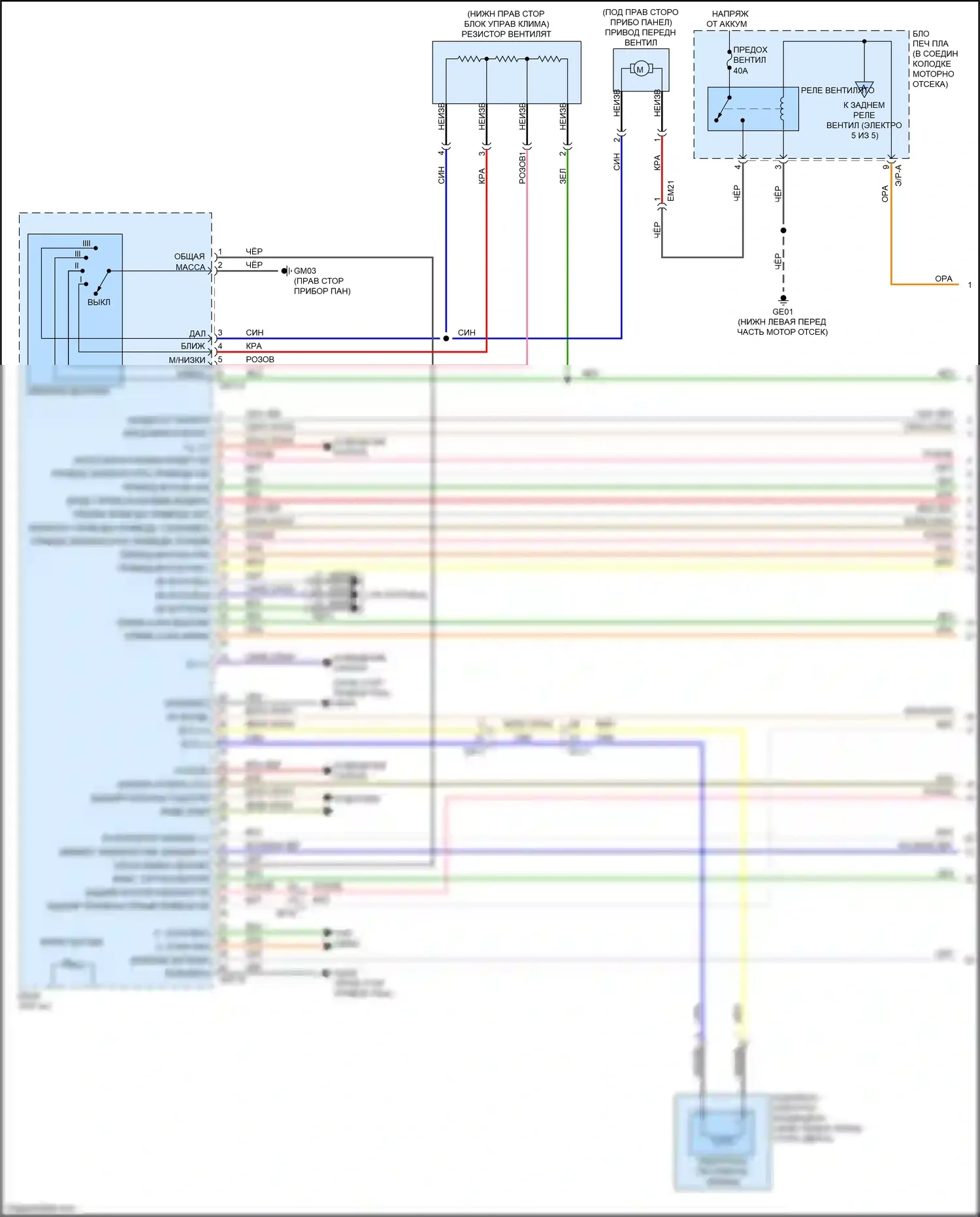 Carnival Kia III (2014-2021): Электросхема ручного кондиционера (1 из 5) 