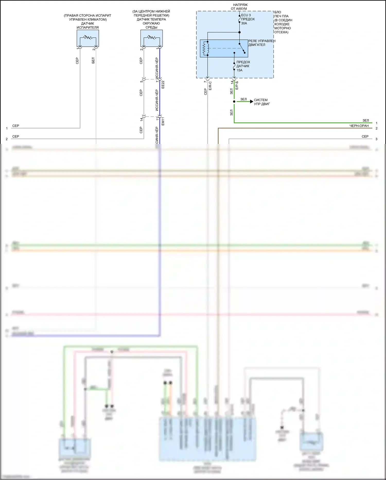 Carnival Kia III (2014-2021): Электросхема ручного кондиционера (3 из 5) 