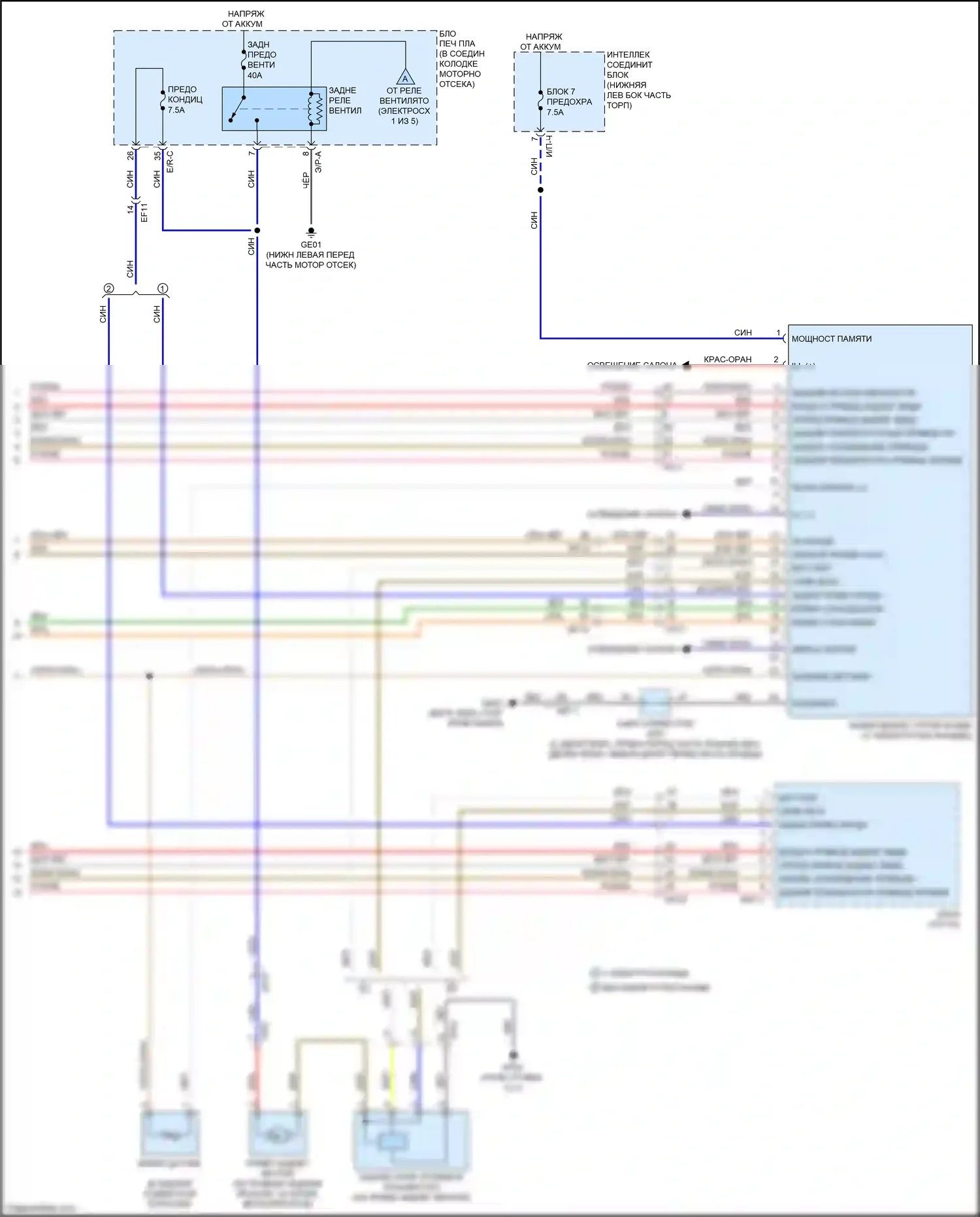 Carnival Kia III (2014-2021): Электросхема ручного кондиционера (5 из 5) 