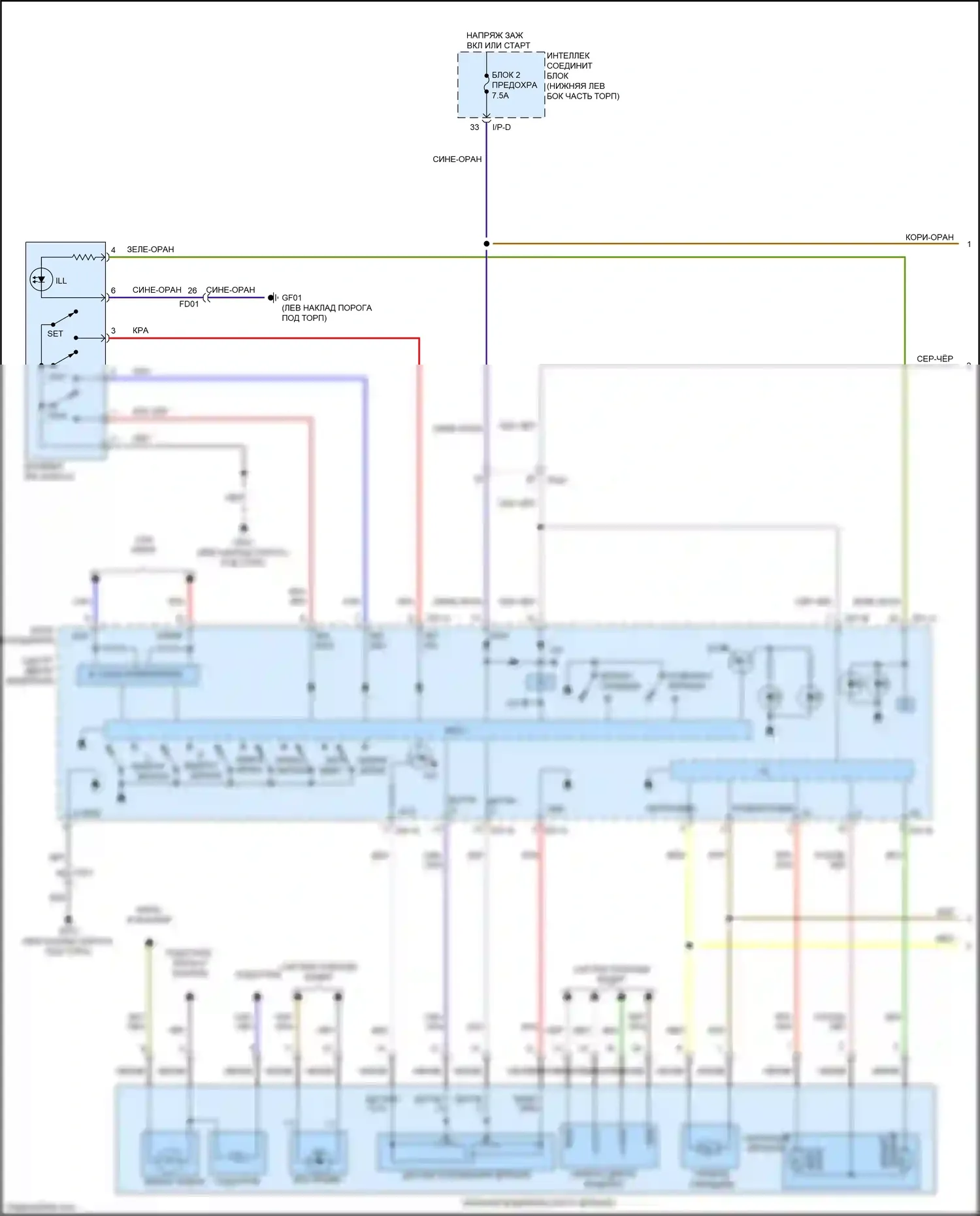 Carnival Kia III (2014-2021): Электросхема памяти зеркал (1 из 2) 