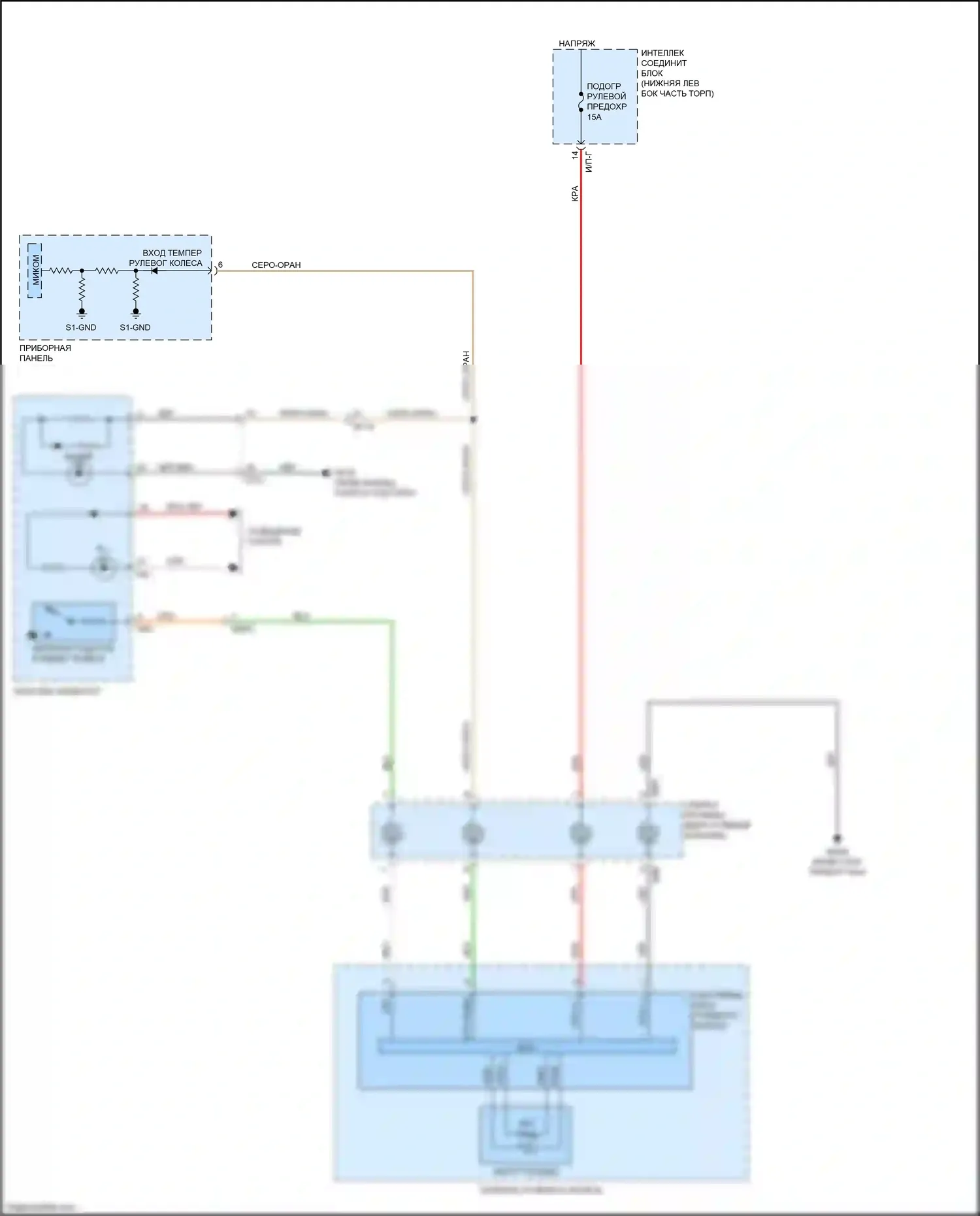 Carnival Kia III (2014-2021): Электросхема рулевого колеса с подогревом 