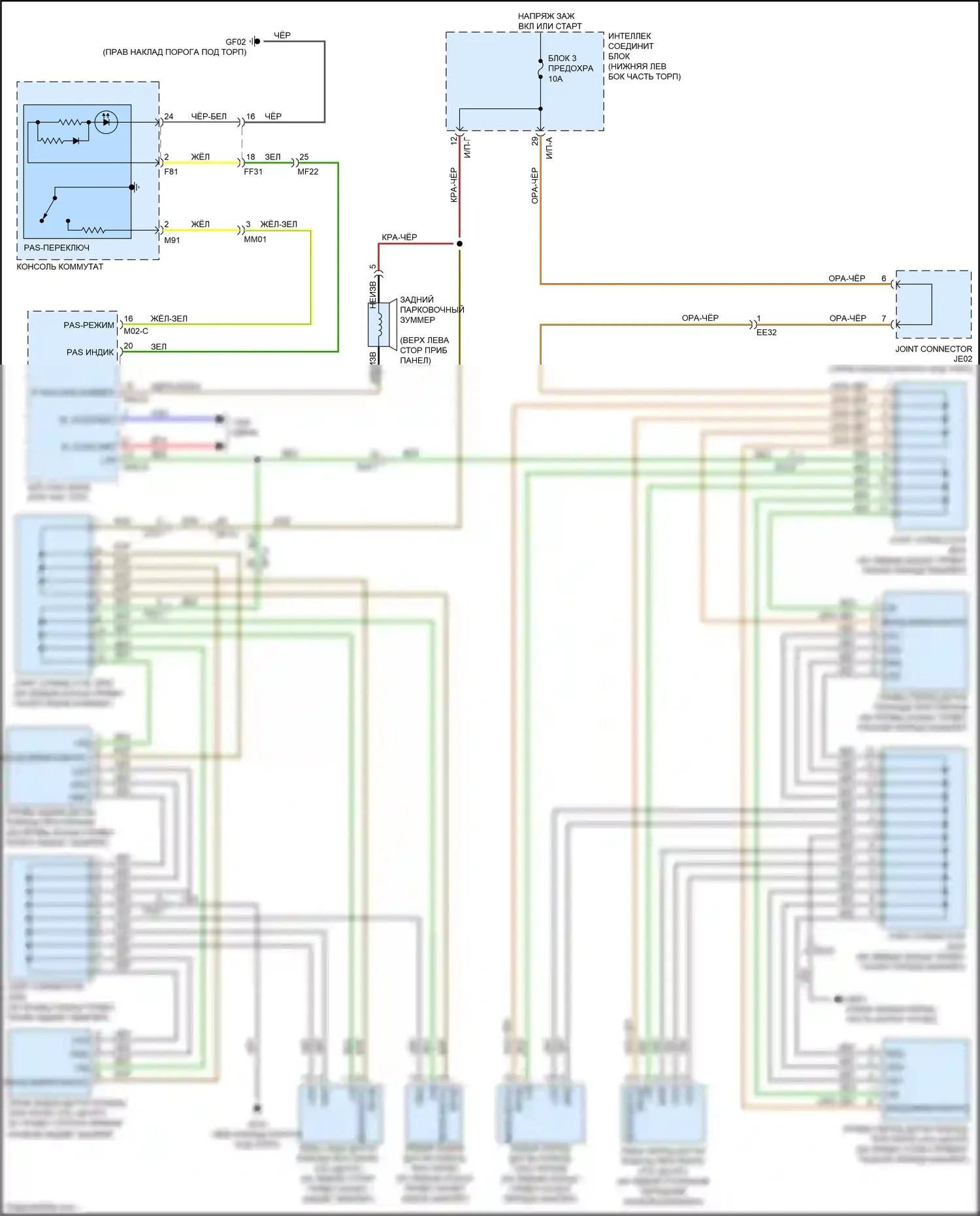 Carnival Kia III (2014-2021): Электросхема парктроника 