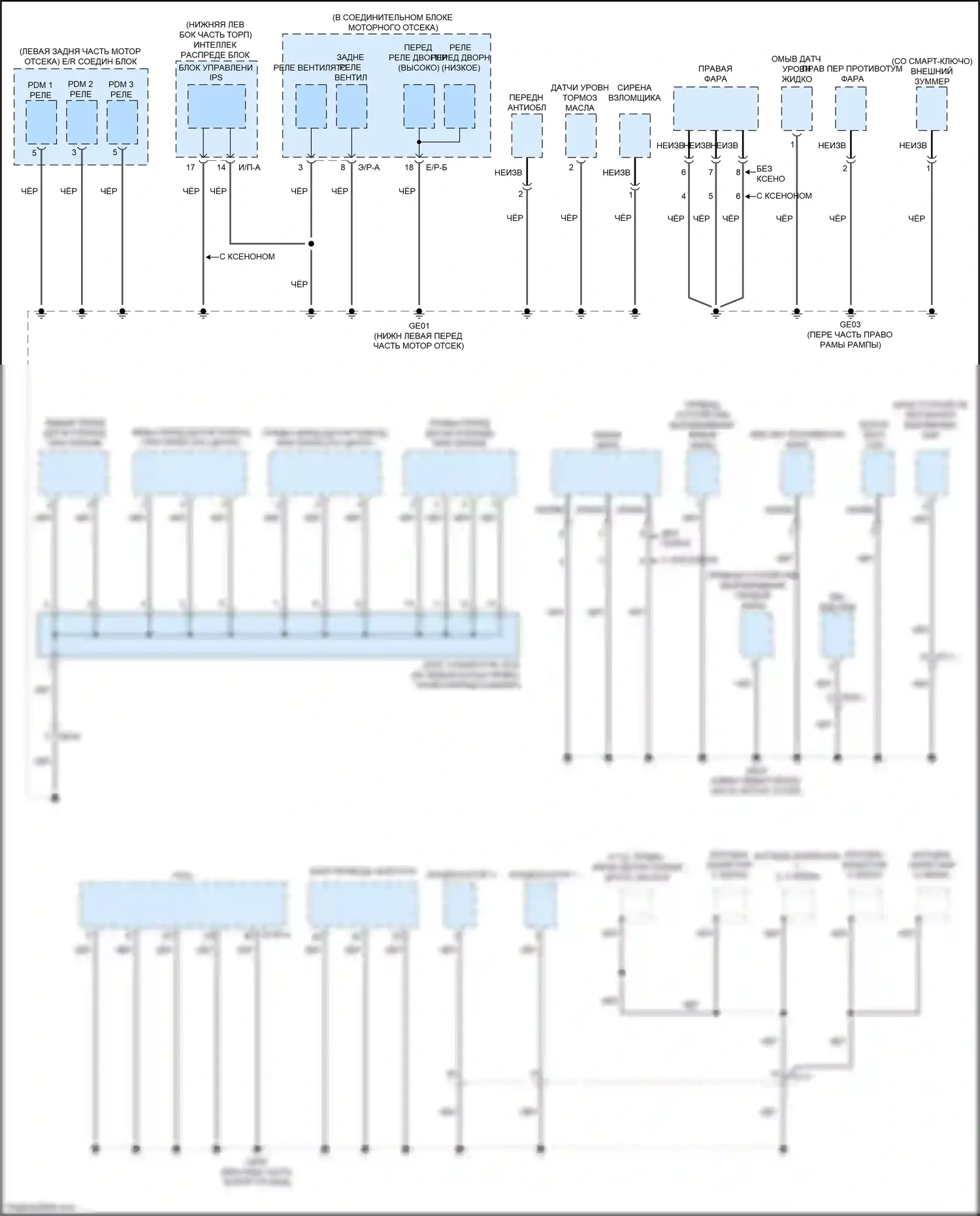 Carnival Kia III (2014-2021): Электросхема разводки массы (1 из 6) 