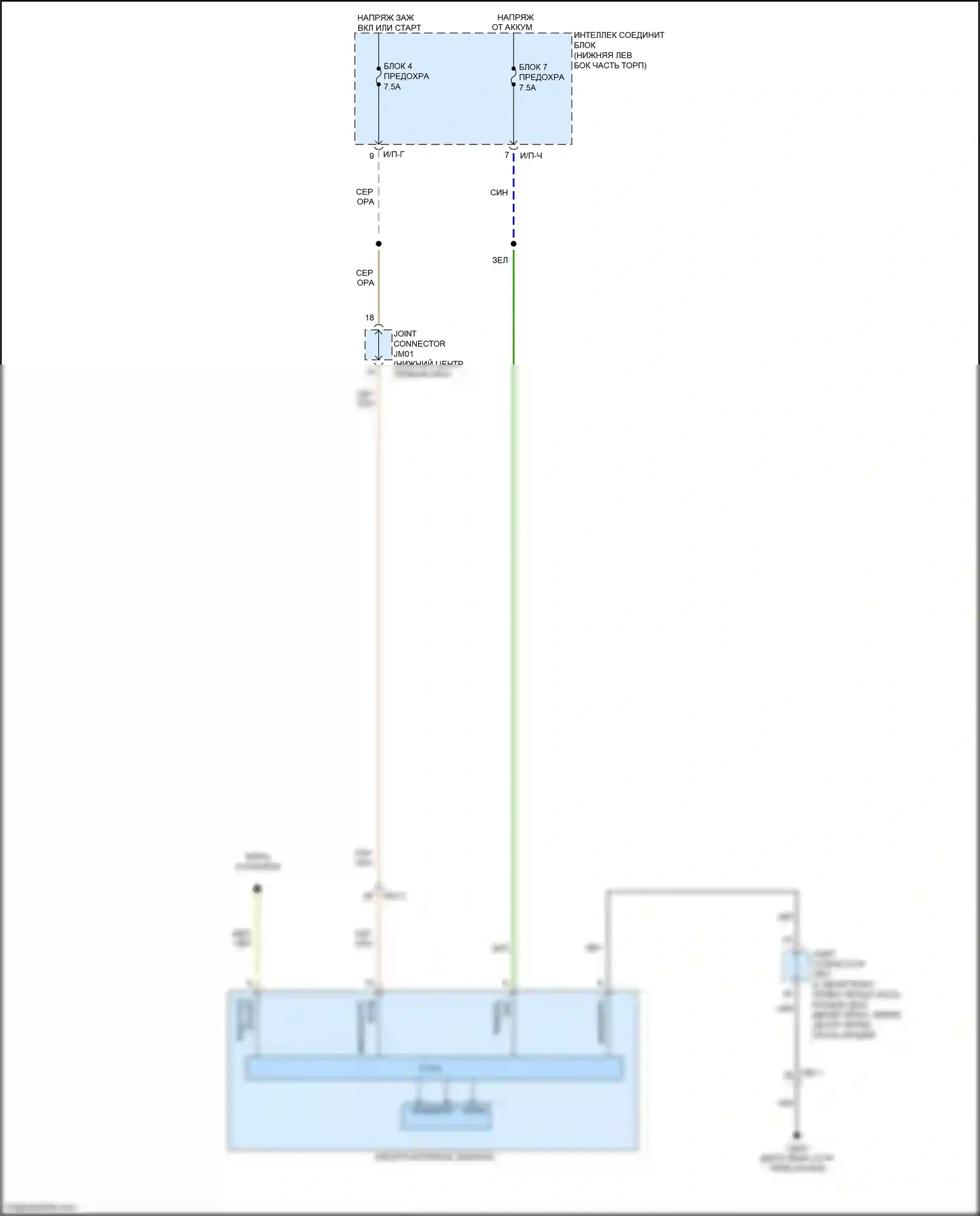 Carnival Kia III (2014-2021): Электросхема электрохромного зеркала, без homelink 
