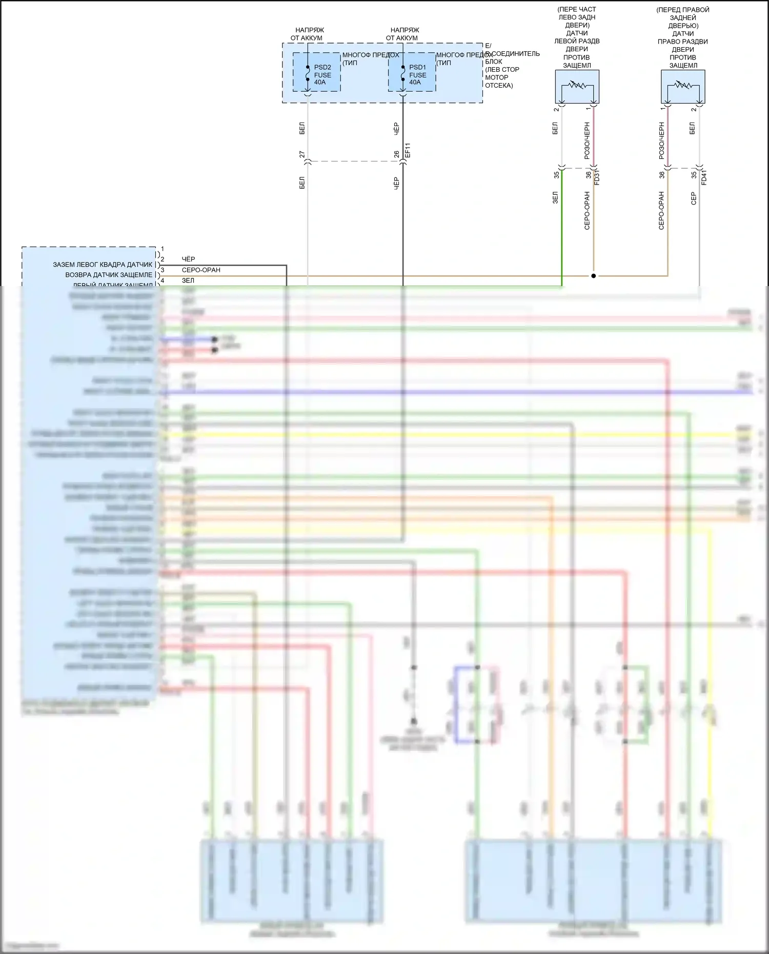 Carnival Kia IV рестайлинг (2023-2024): Электрическая электросхема раздвижной двери (1 из 3) 