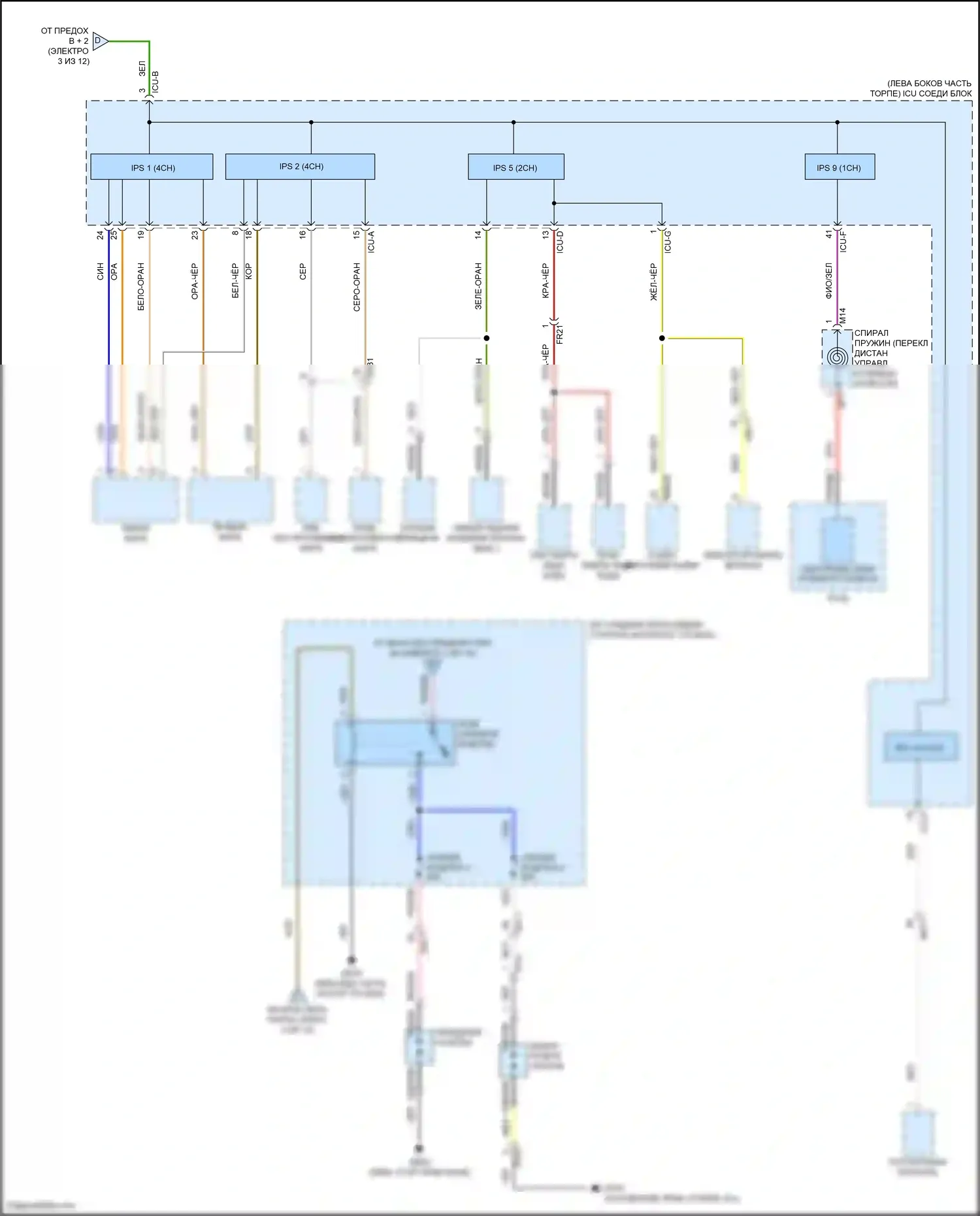 Carnival Kia IV рестайлинг (2023-2024): Электросхема блока предохранителей реле (6 из 12) 