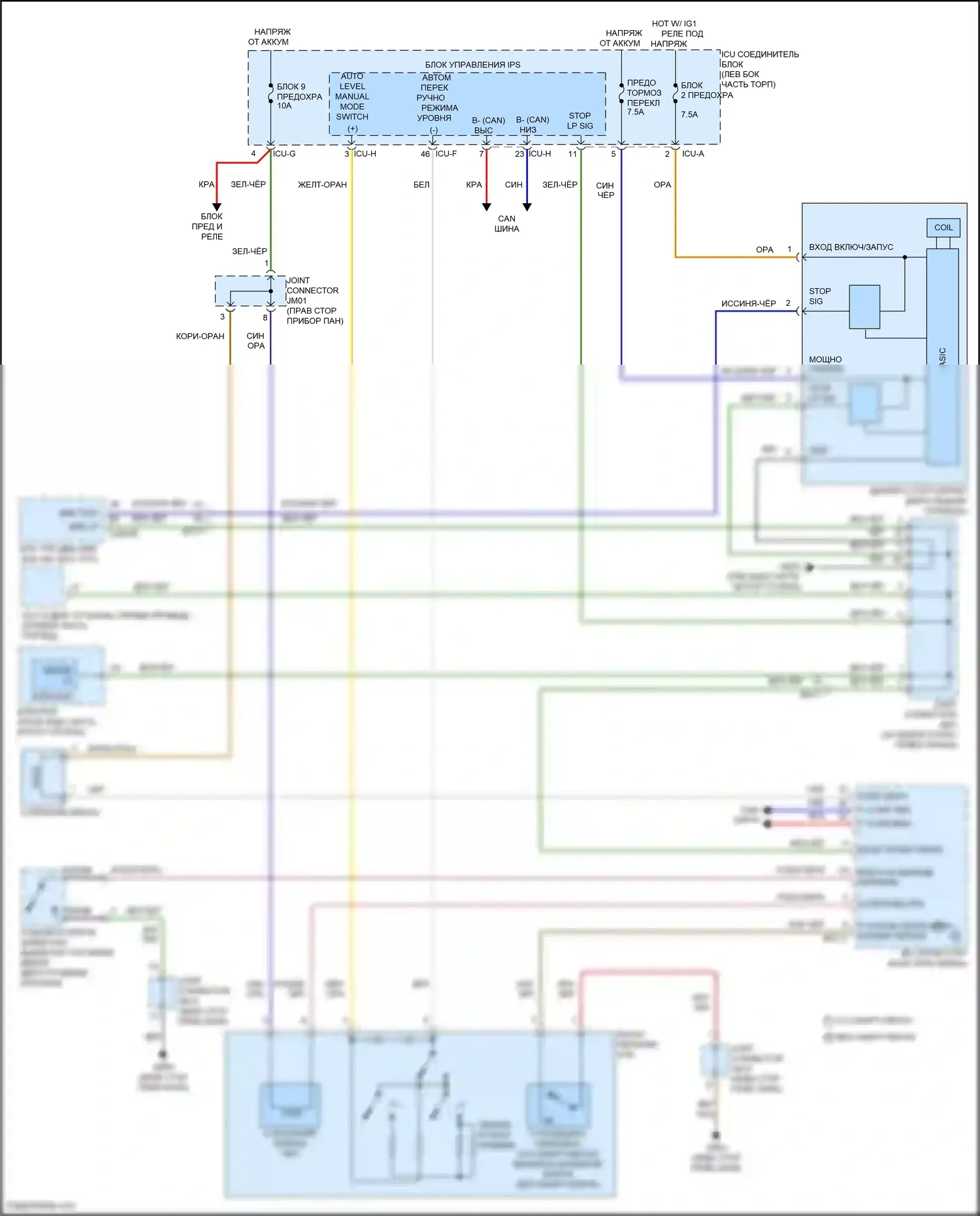 Carnival Kia IV рестайлинг (2023-2024): Электросхема блокировки селектора 