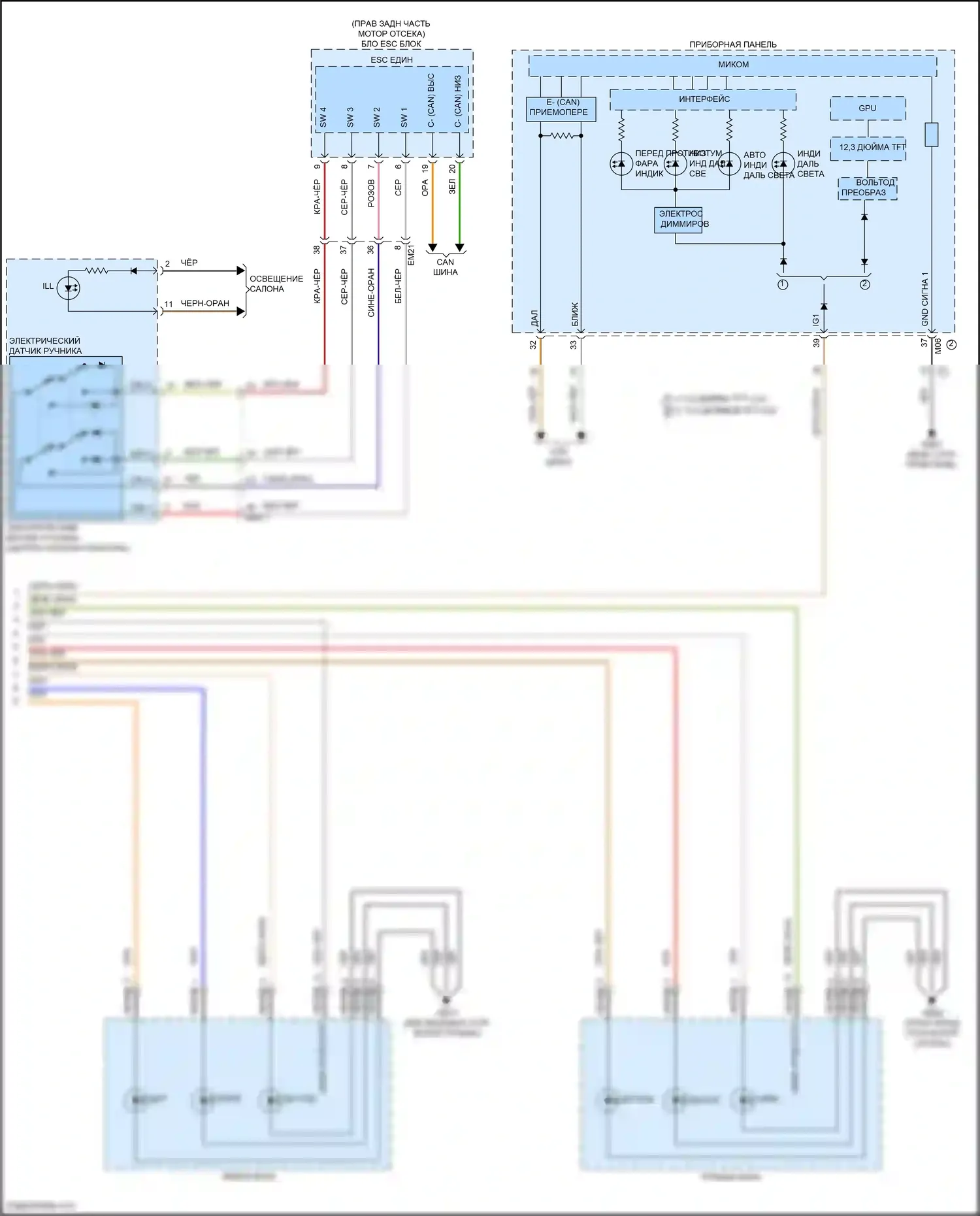 Carnival Kia IV рестайлинг (2023-2024): Электросхема фар (2 из 2) 