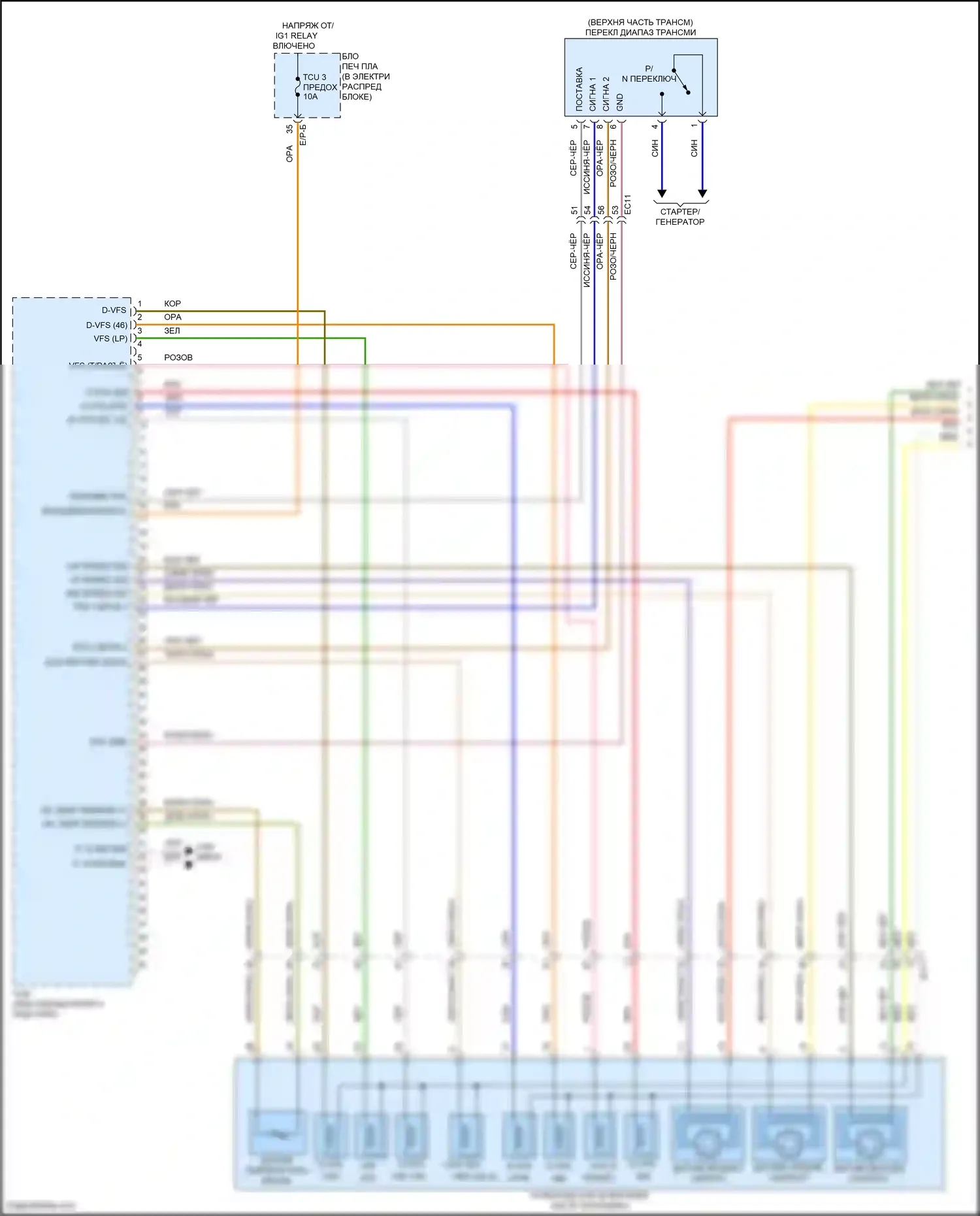 Carnival Kia IV рестайлинг (2023-2024): Электросхема коробки передач, без sbw (1 из 3) 