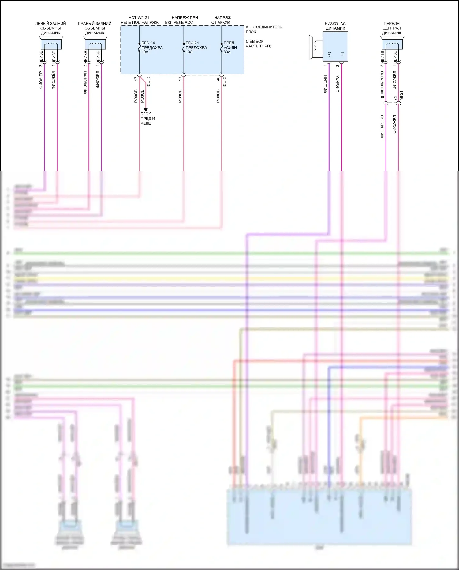 Carnival Kia IV рестайлинг (2023-2024): Электросхема магнитолы, с навигацией и усилителем (3 из 5) 