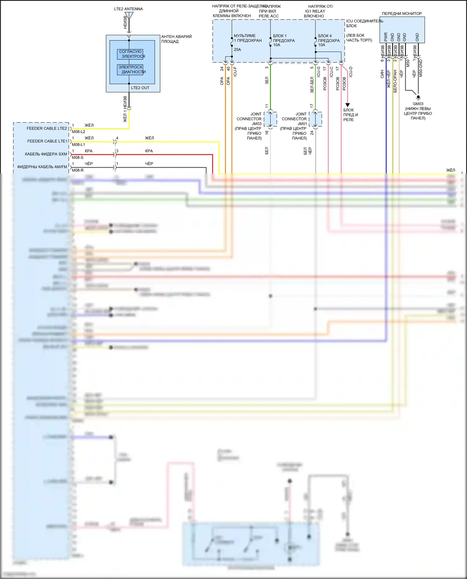 Carnival Kia IV рестайлинг (2023-2024): Электросхема радиопровода, без навигации, с усилителем (1 из 4) 