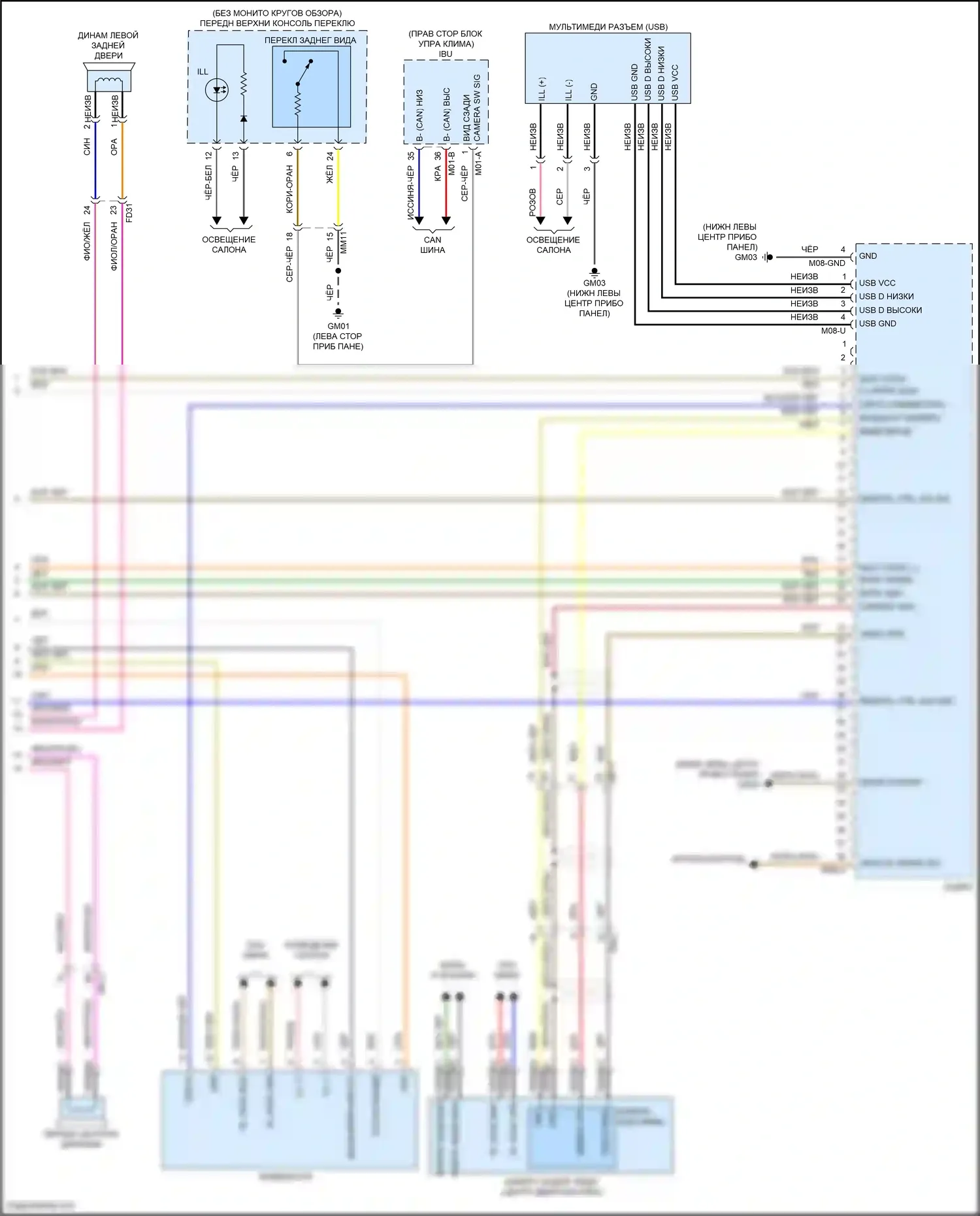 Carnival Kia IV рестайлинг (2023-2024): Электросхема радиопровода, без навигации, с усилителем (4 из 4) 