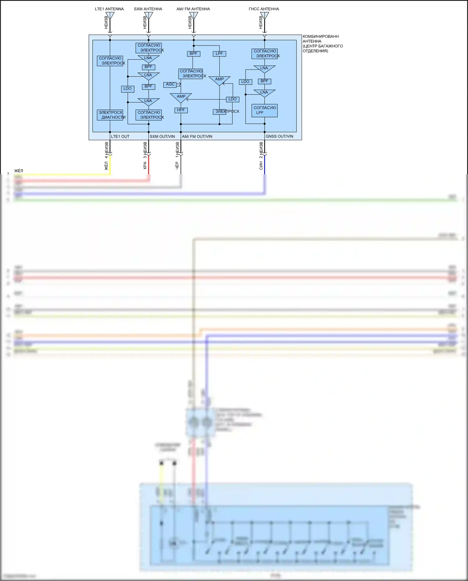 Carnival Kia IV рестайлинг (2023-2024): Электросхема радиосистемы, без навигации и усилителя (2 из 4) 