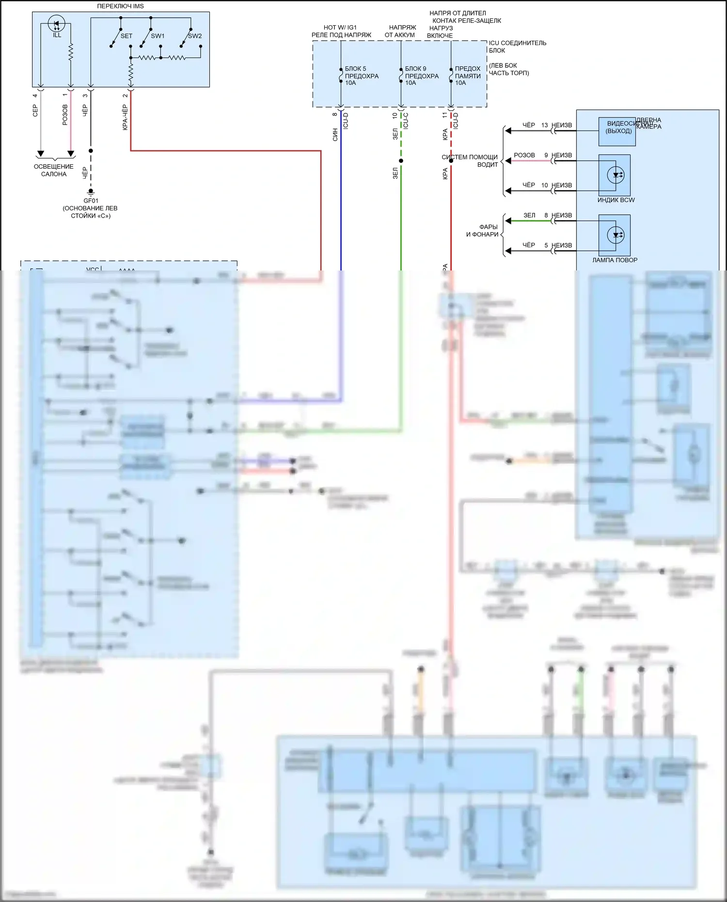 Carnival Kia IV рестайлинг (2023-2024): Электросхема зеркал памяти 