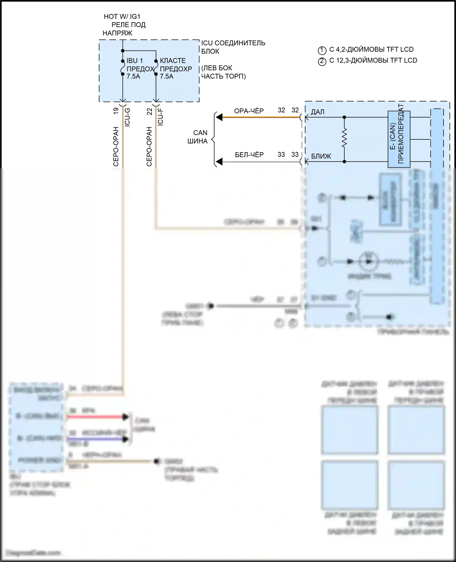 Carnival Kia IV рестайлинг (2023-2024): Электросхема контроля давления в шинах 