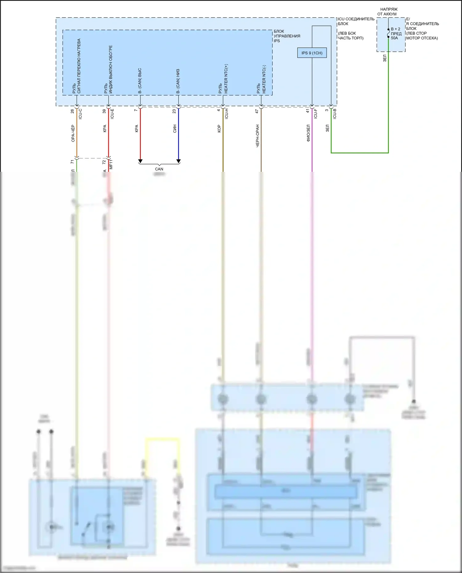 Carnival Kia IV рестайлинг (2023-2024): Электросхема рулевого колеса с подогревом 