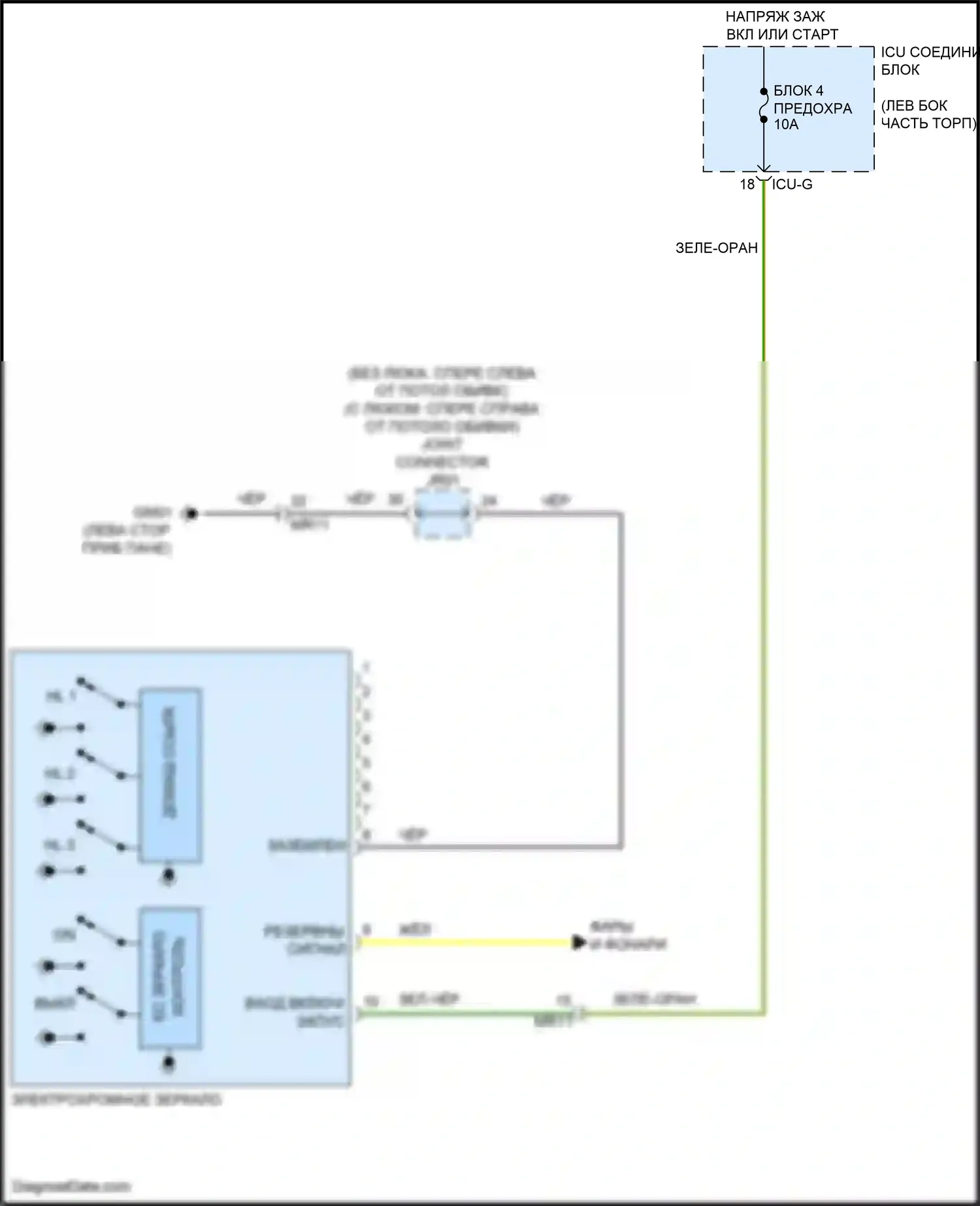 Carnival Kia IV рестайлинг (2023-2024): Электросхема электрохромного зеркала 