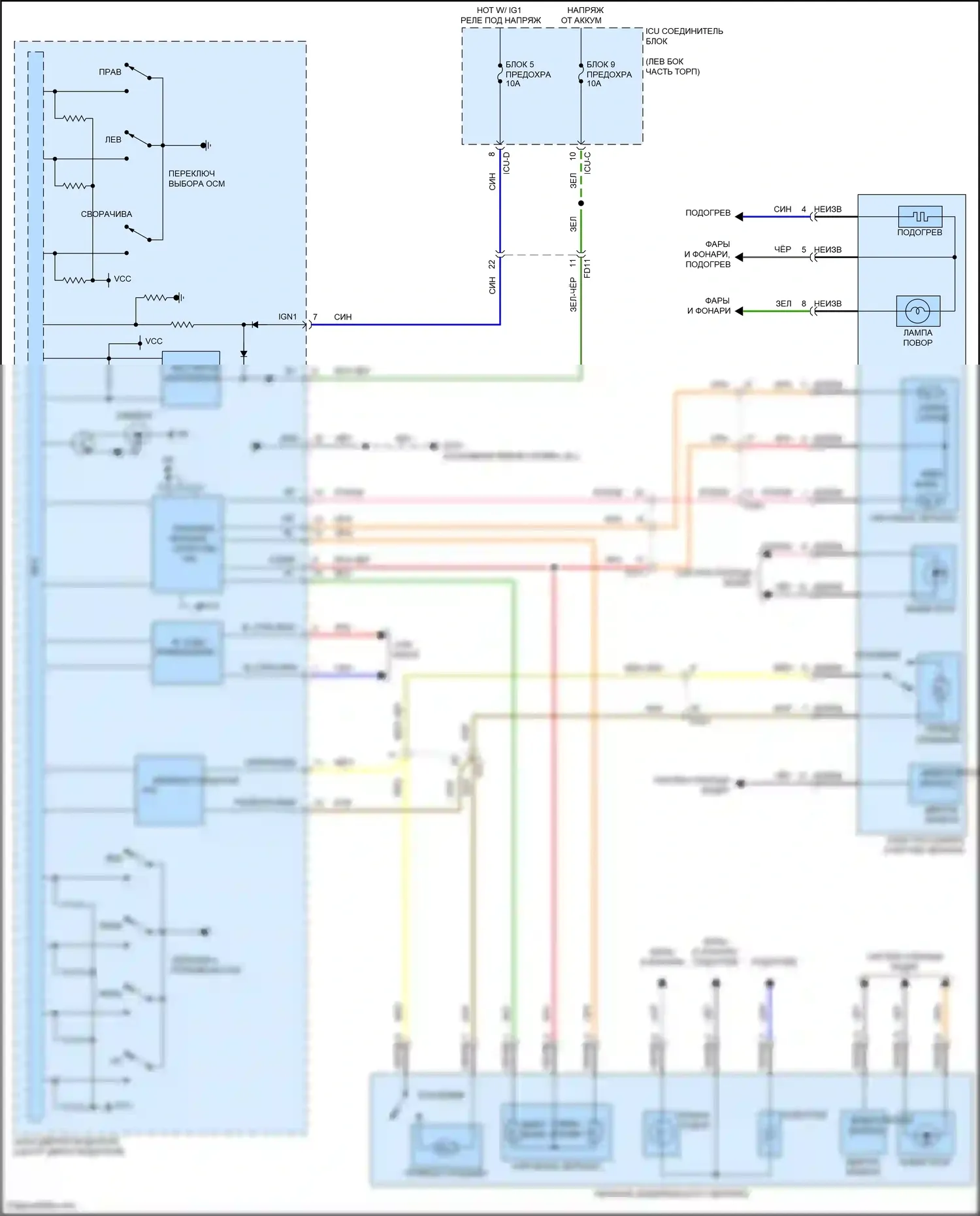 Carnival Kia IV рестайлинг (2023-2024): Электросхема управления зеркалами заднего вида 