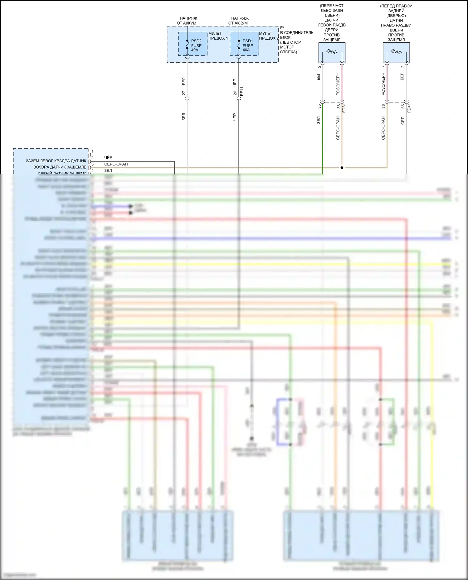 Carnival Kia IV (2020-2024): Электрическая электросхема раздвижной двери (1 из 3) 