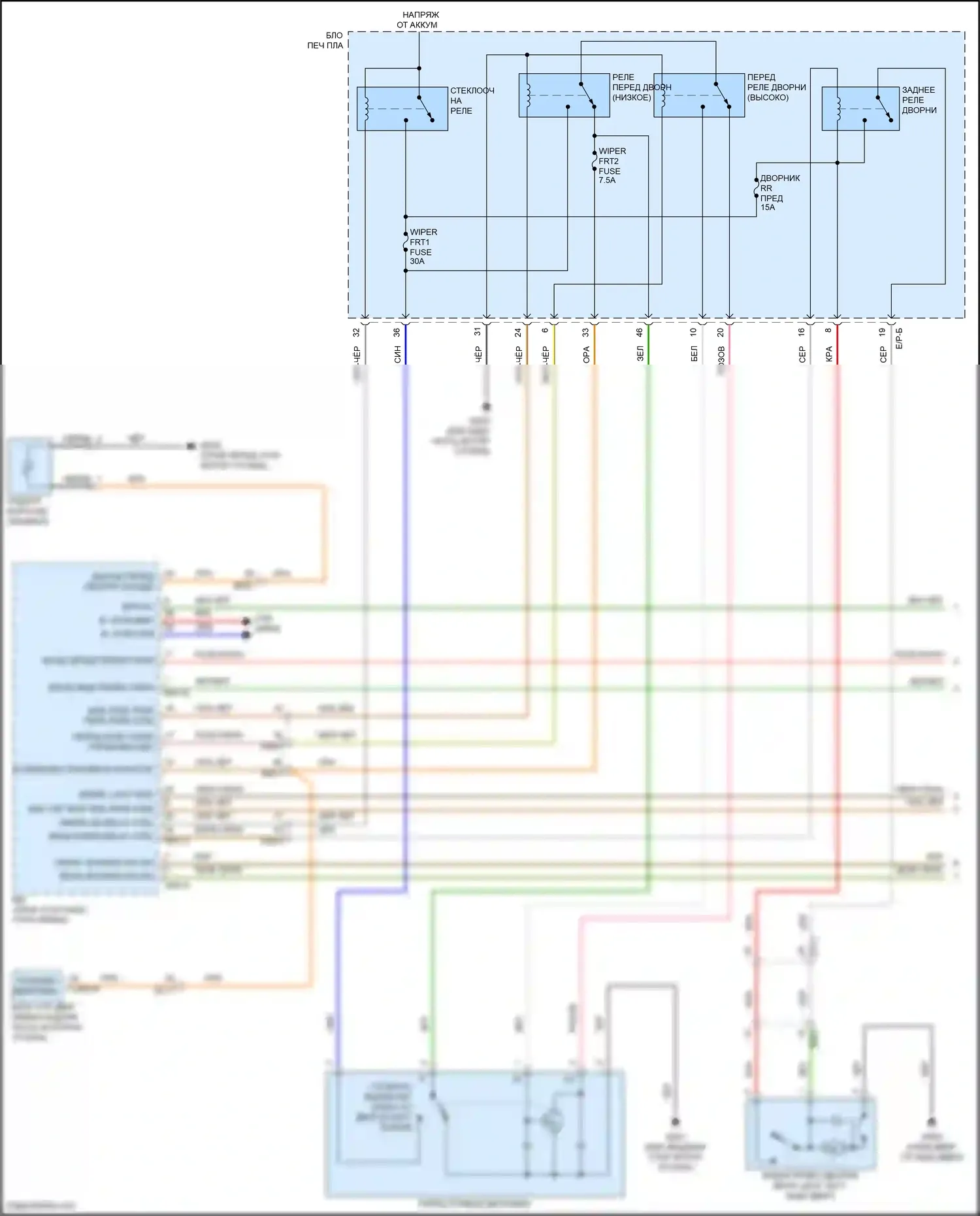 Carnival Kia IV (2020-2024): Дворники и омыватели электросхема (1 из 2) 