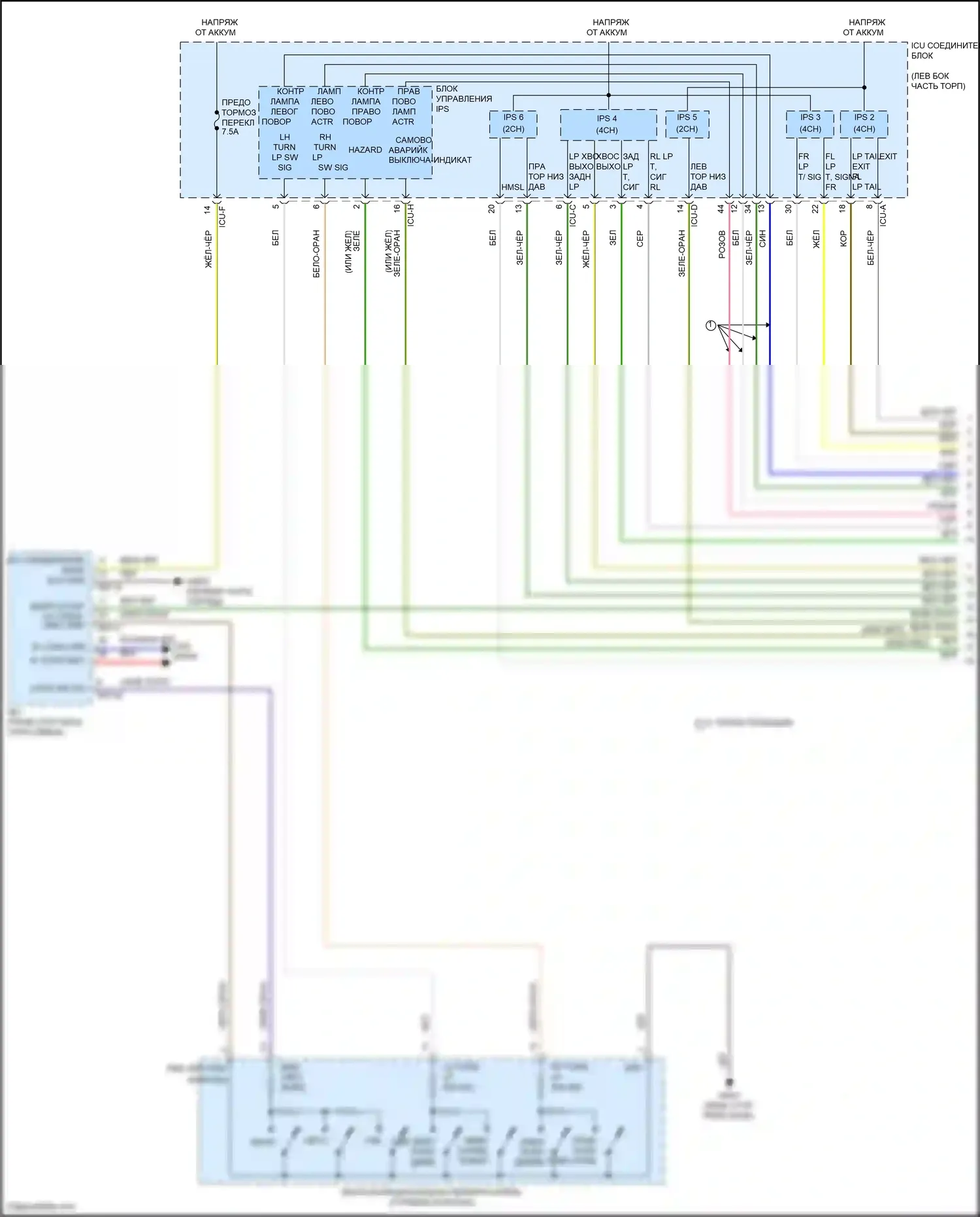 Carnival Kia IV (2020-2024): Электросхема фар и фонарей (1 из 5) 
