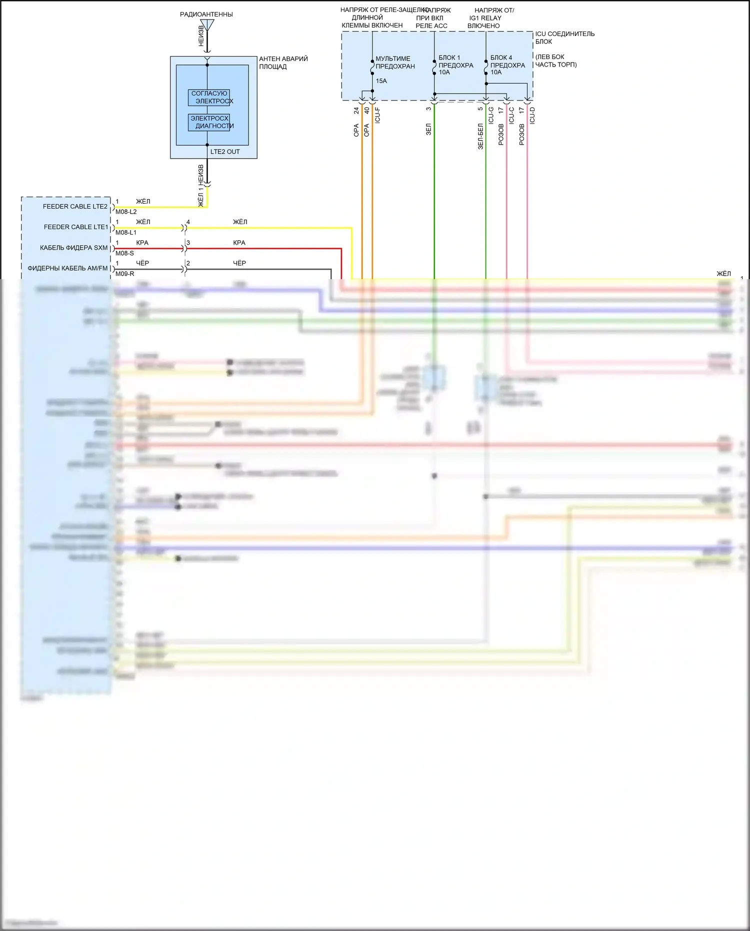 Carnival Kia IV (2020-2024): Электросхема радиопровода, без навигации, с усилителем (1 из 4) 
