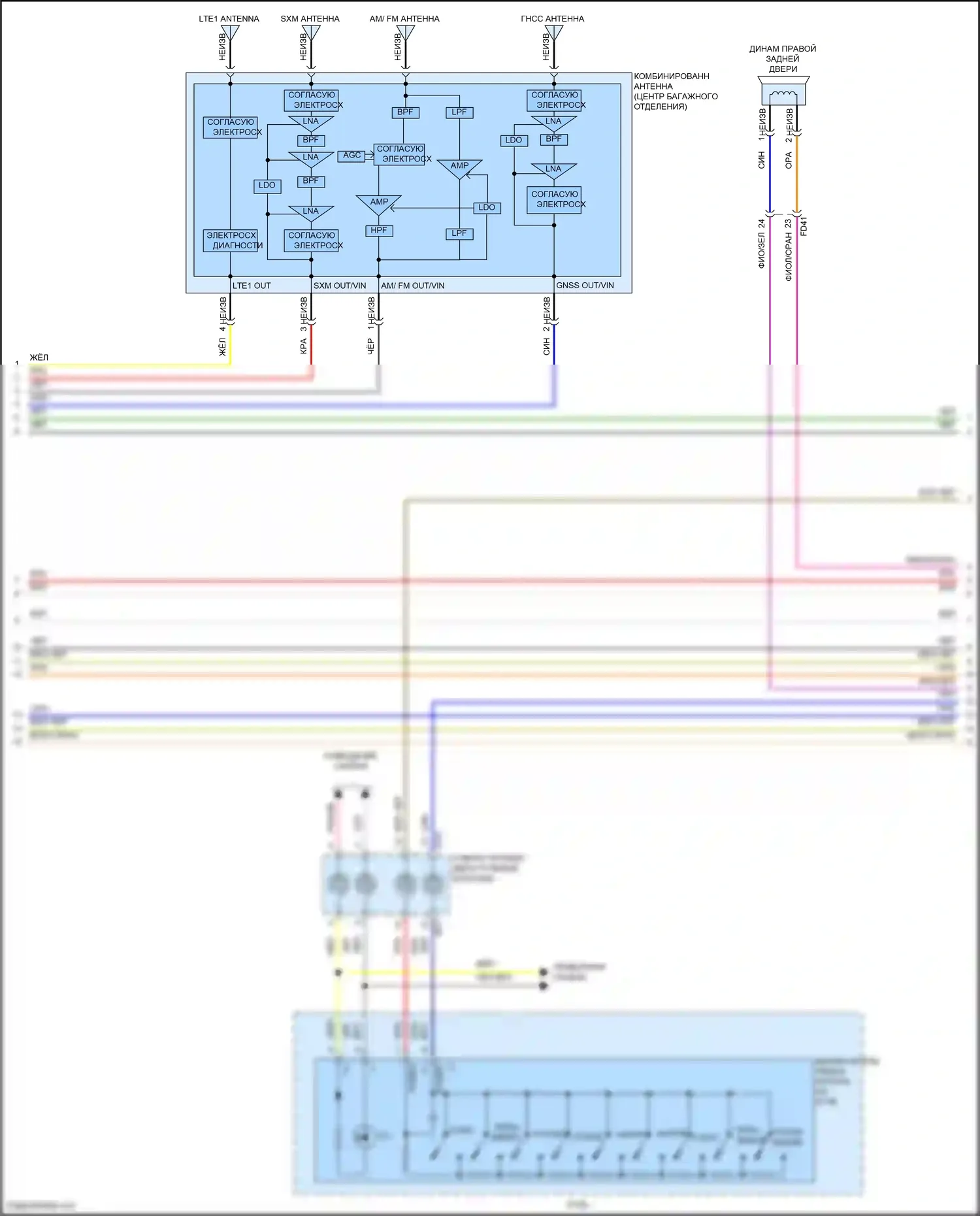 Carnival Kia IV (2020-2024): Электросхема радиосистемы, без навигации и усилителя (2 из 4) 