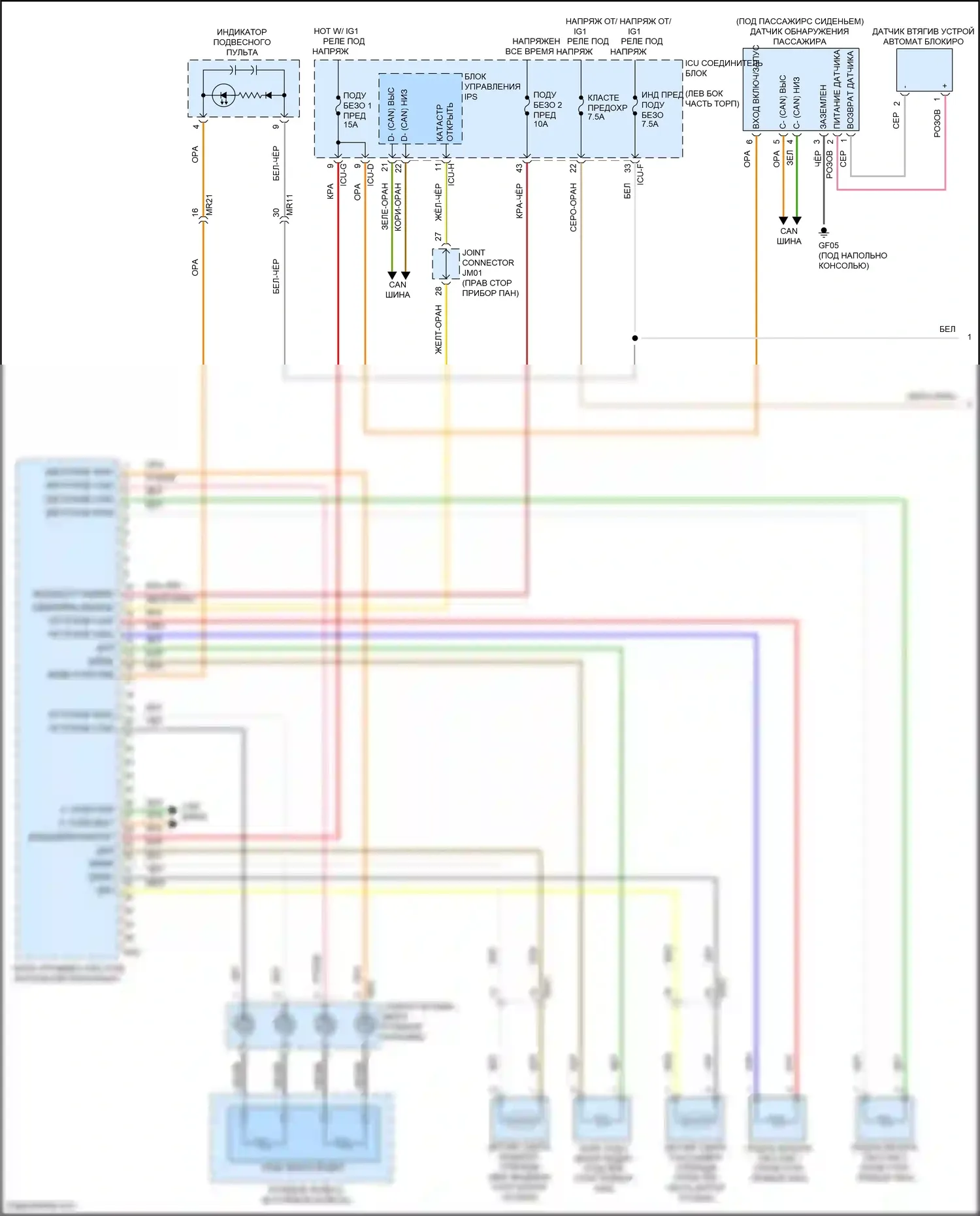 Carnival Kia IV (2020-2024): Электросхема подушек безопасности (1 из 2) 