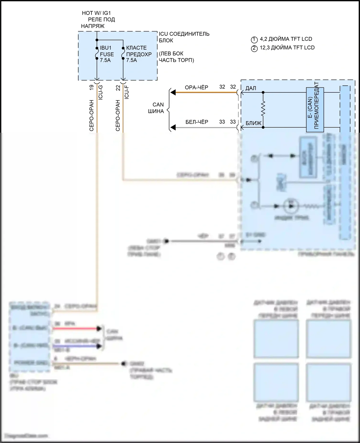 Carnival Kia IV (2020-2024): Электросхема контроля давления в шинах 