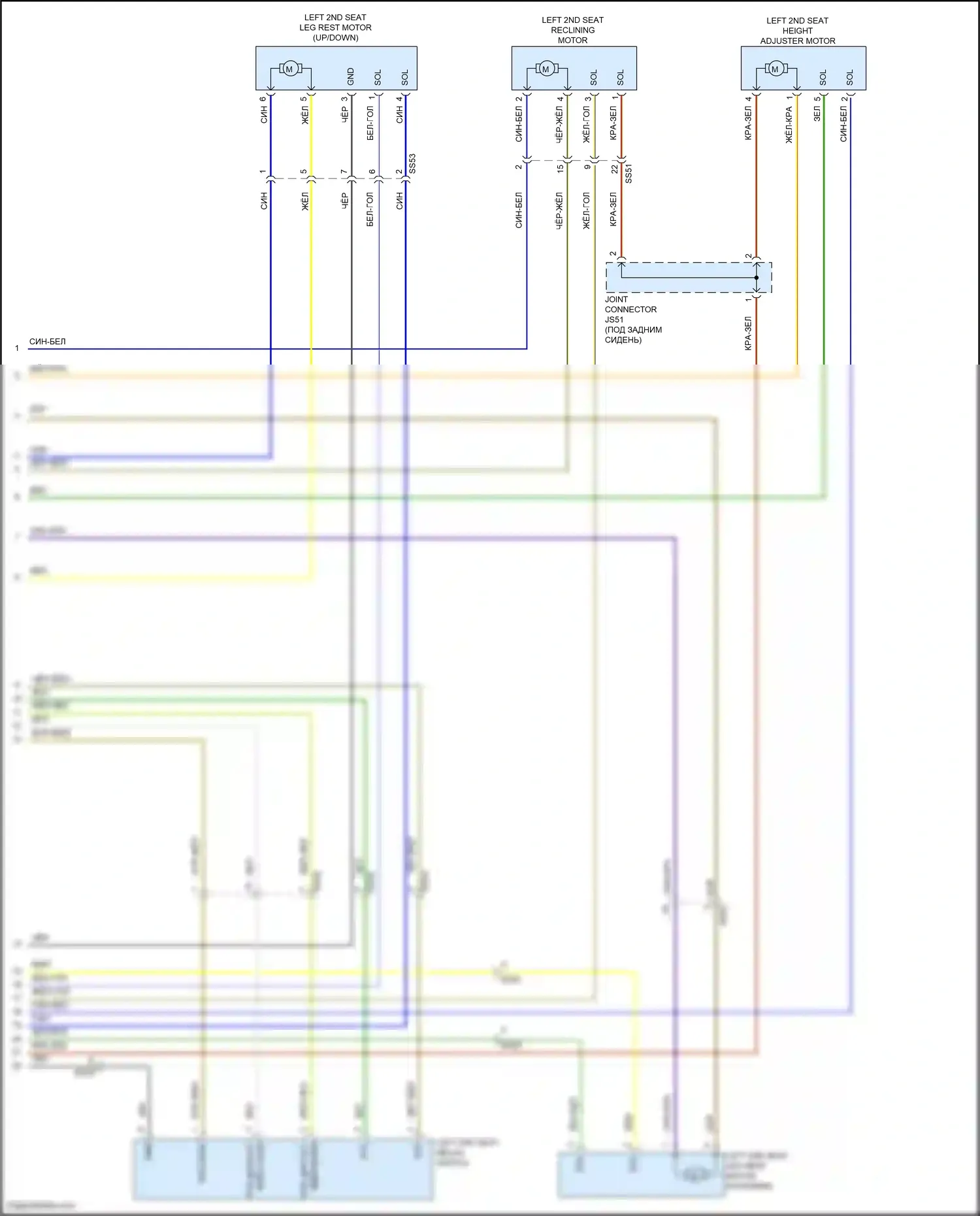 Carnival Kia IV (2020-2024): Электросхема заднего силового кресла (2 из 2) 