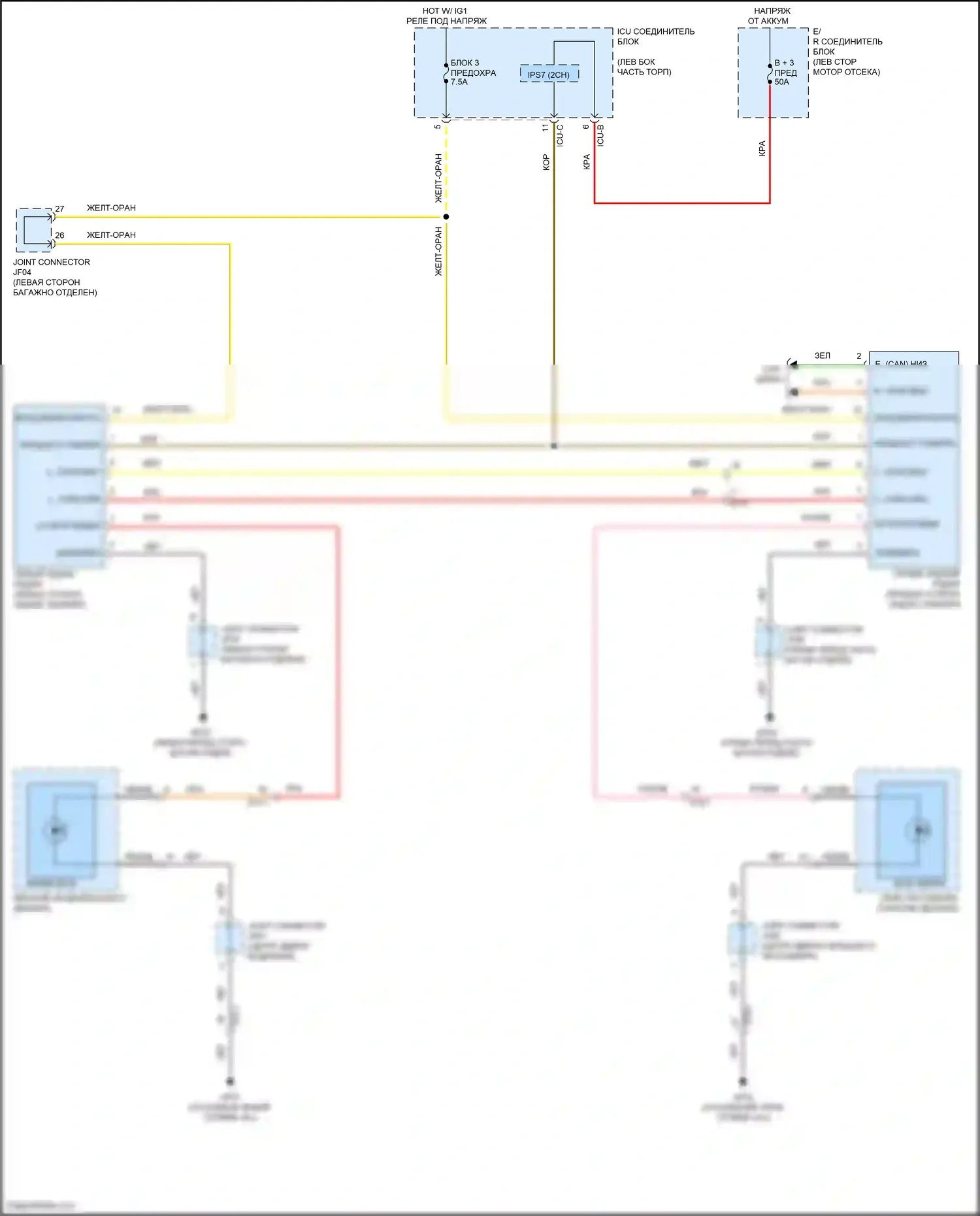 Carnival Kia IV (2020-2024): Электросхема информационной системы в слепой зоне 