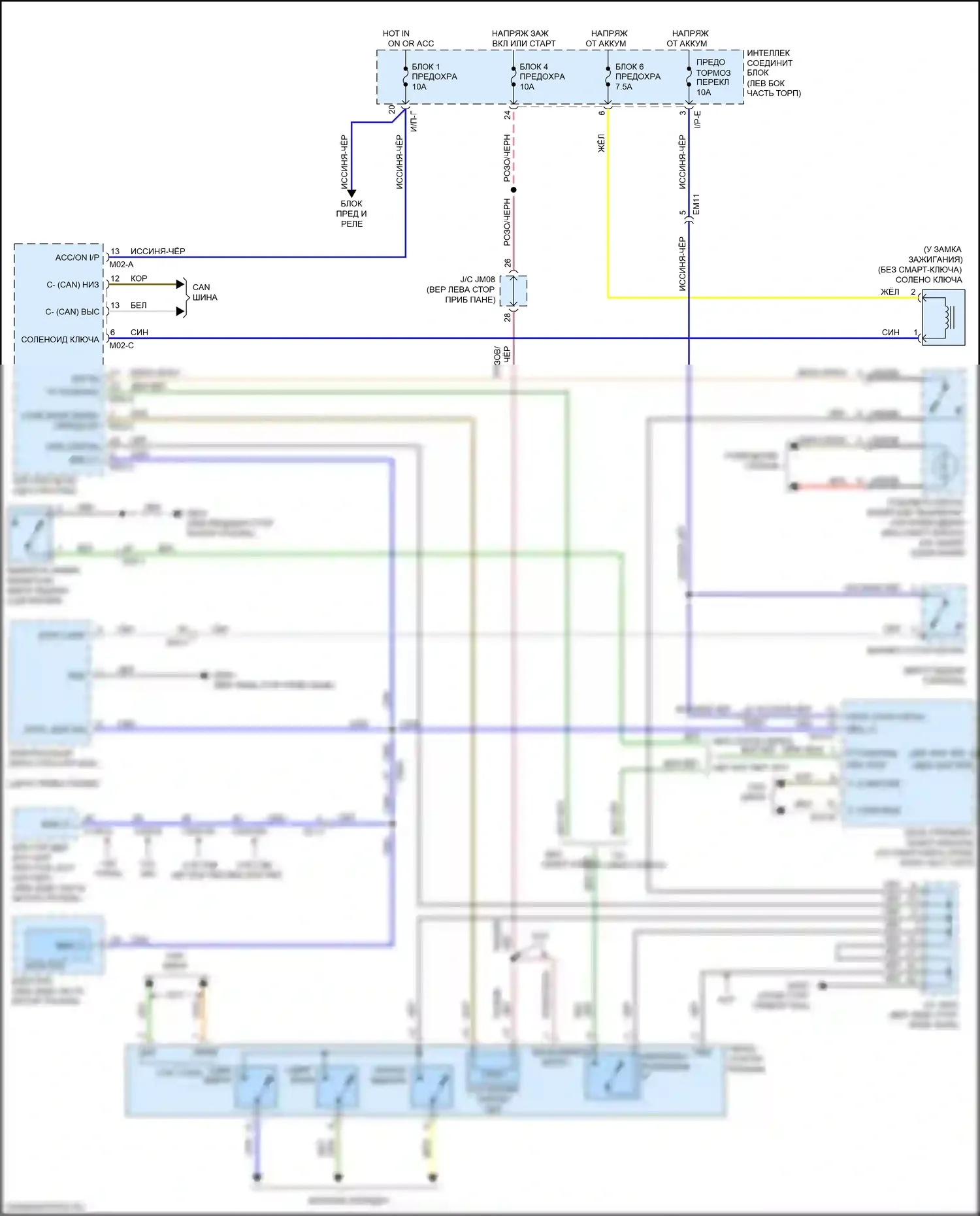 Cerato Kia III рестайлинг (2016-2021): Электросхема блокировки селектора 