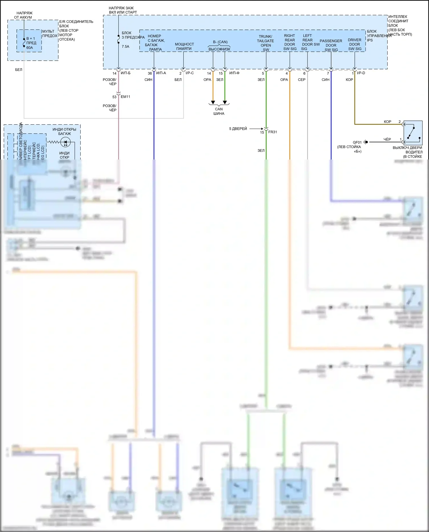Cerato Kia III рестайлинг (2016-2021): Электросхема освещения салона (2 из 2) 