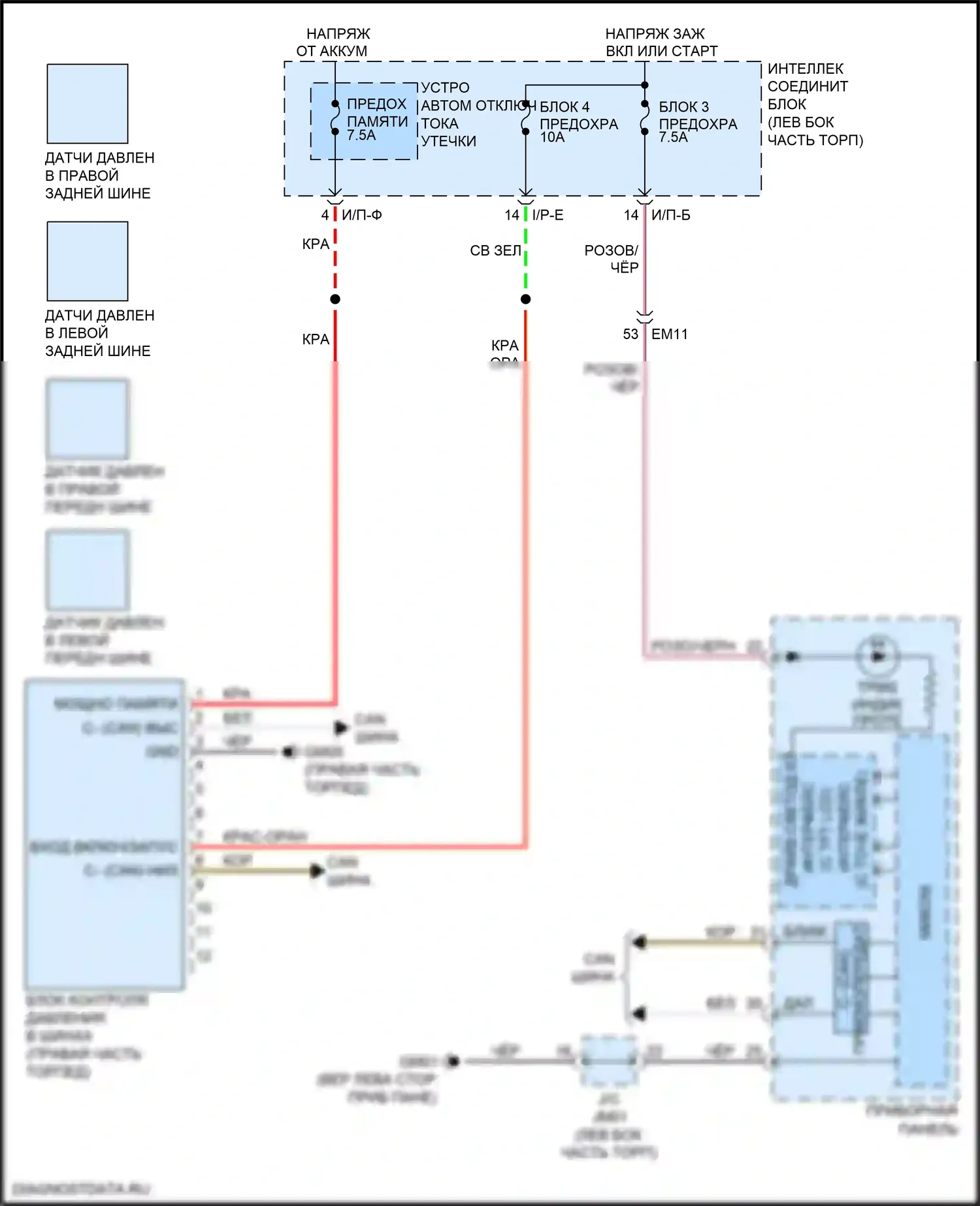 Cerato Kia III рестайлинг (2016-2021): Электросхема контроля давления в шинах 