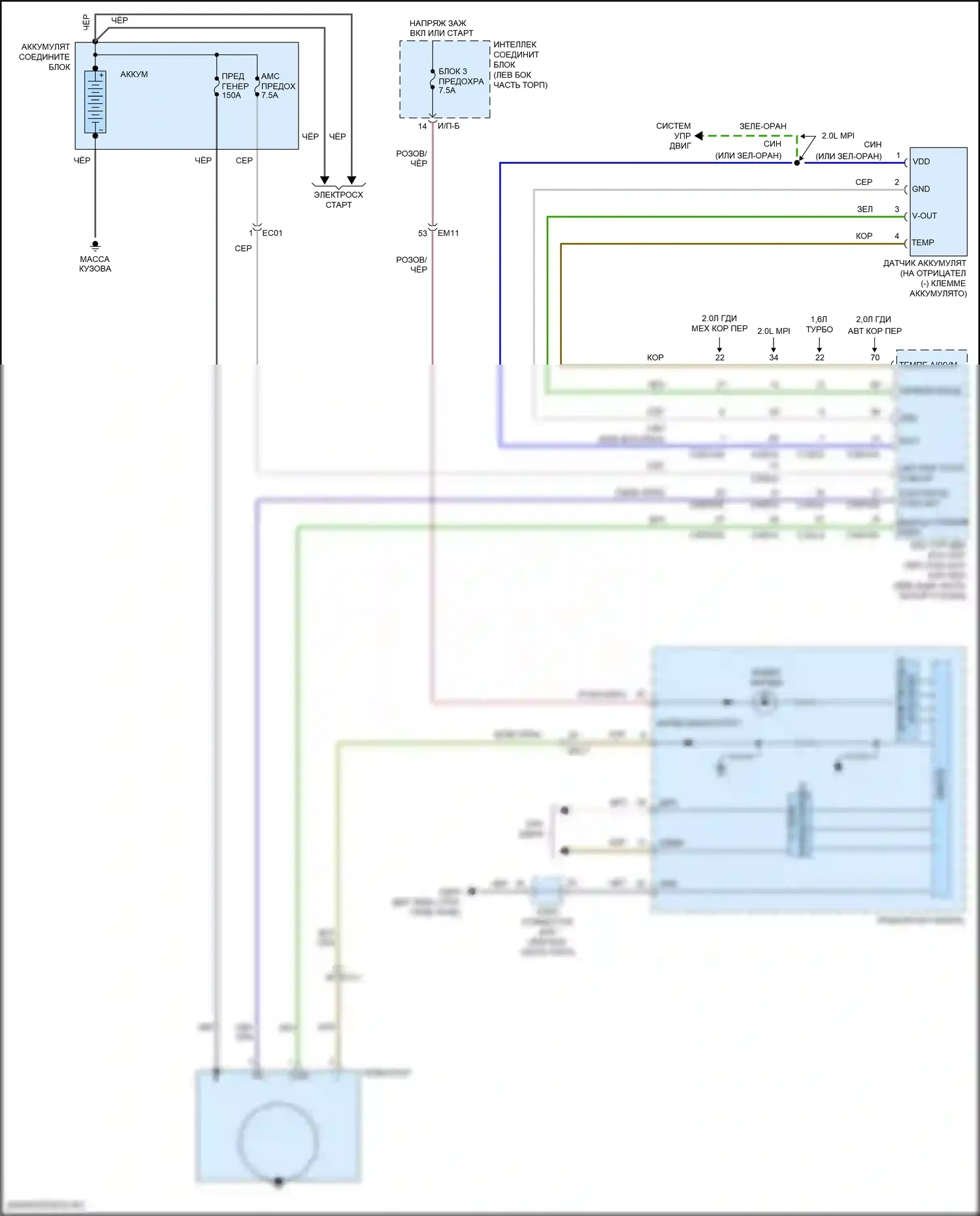 Cerato Kia III рестайлинг (2016-2021): Электросхема генератора, без микома 