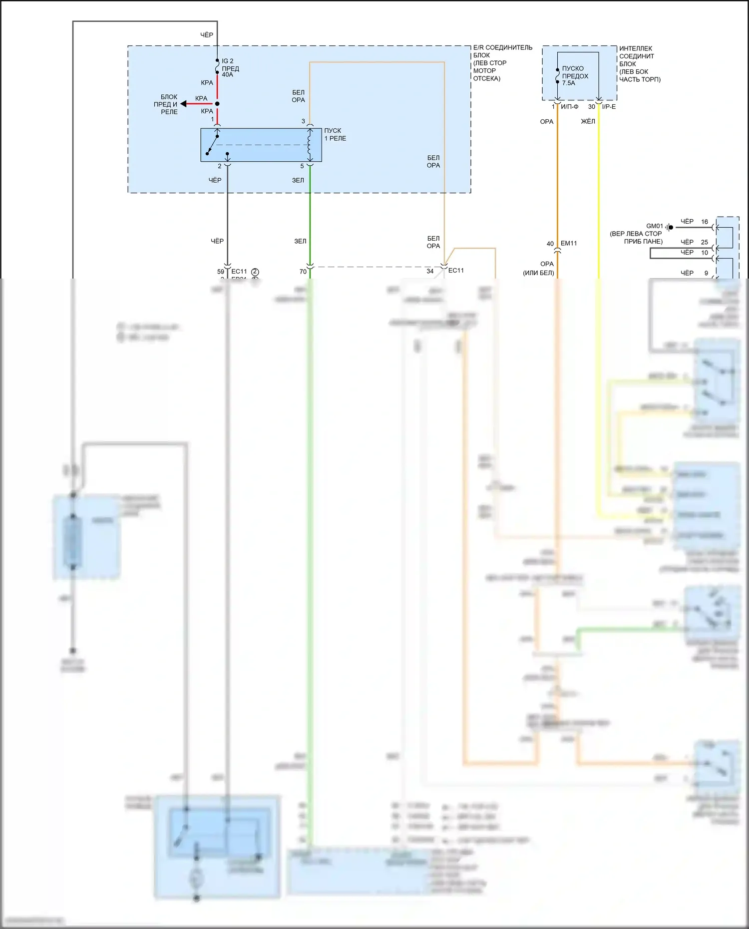 Cerato Kia III рестайлинг (2016-2021): Электросхема стартера, с интеллектуальным ключом и immo 