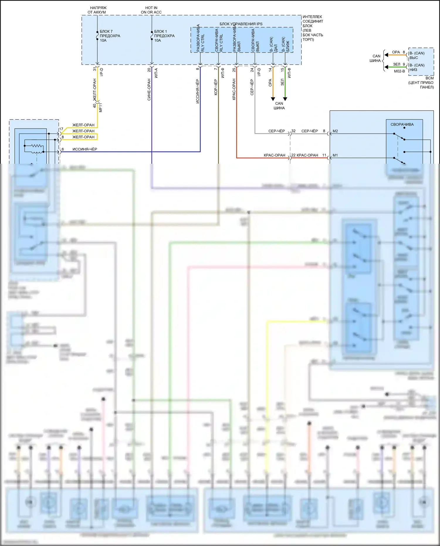 Cerato Kia III рестайлинг (2016-2021): Электросхема силового зеркала 