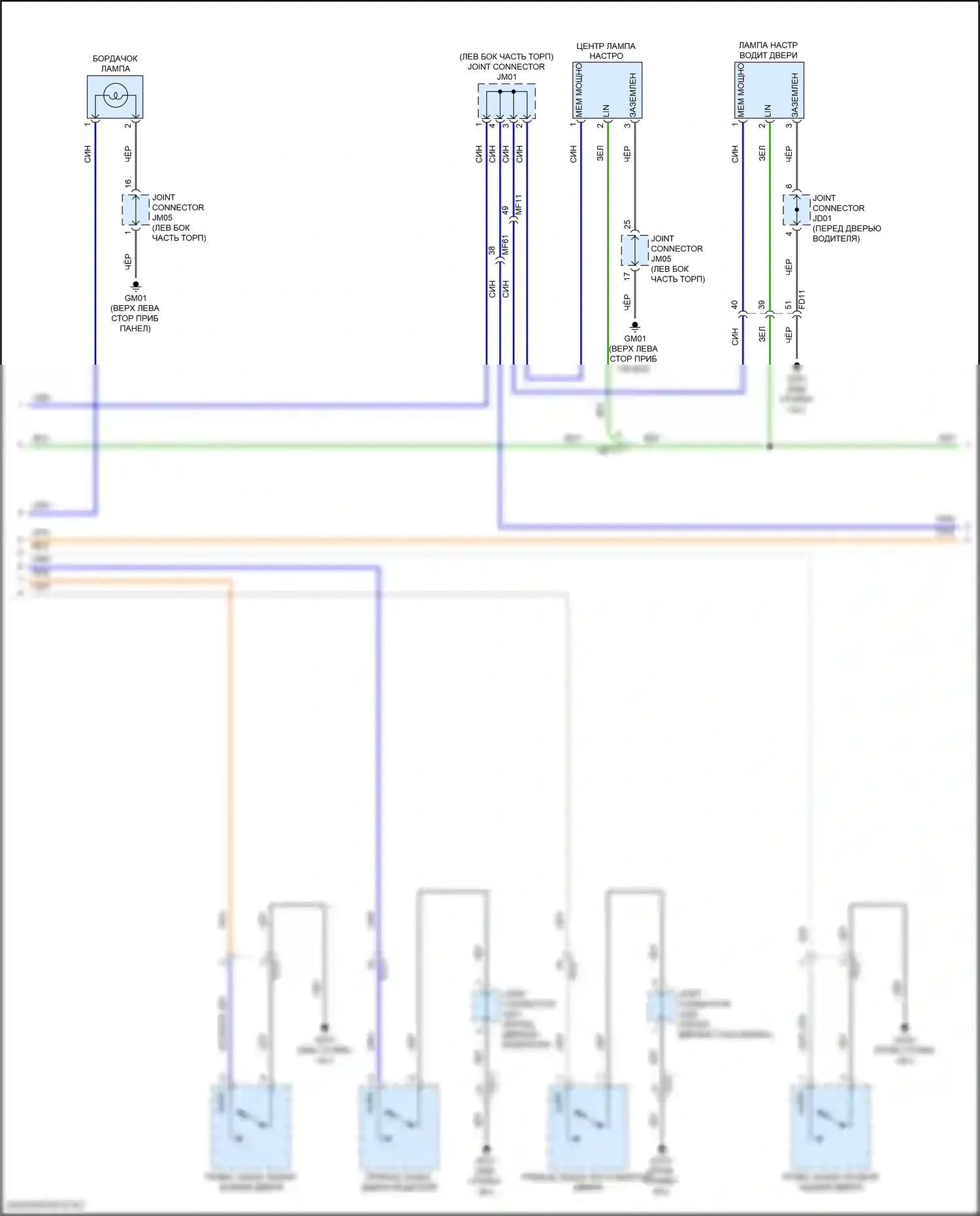 Cerato Kia IV рестайлинг (2021-2024): Электросхема освещения салона (2 из 3) 