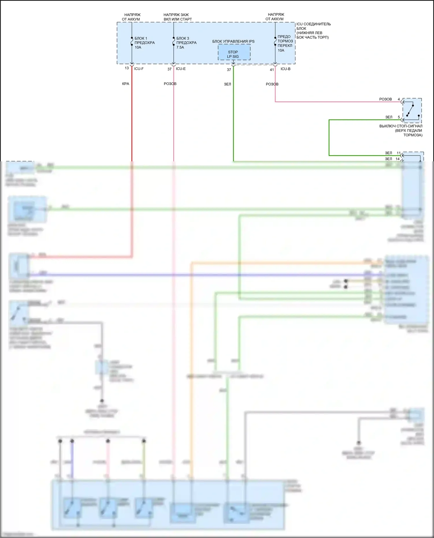 Cerato Kia IV (2018-2022): 2.0л, электросхема блокировки селектора 