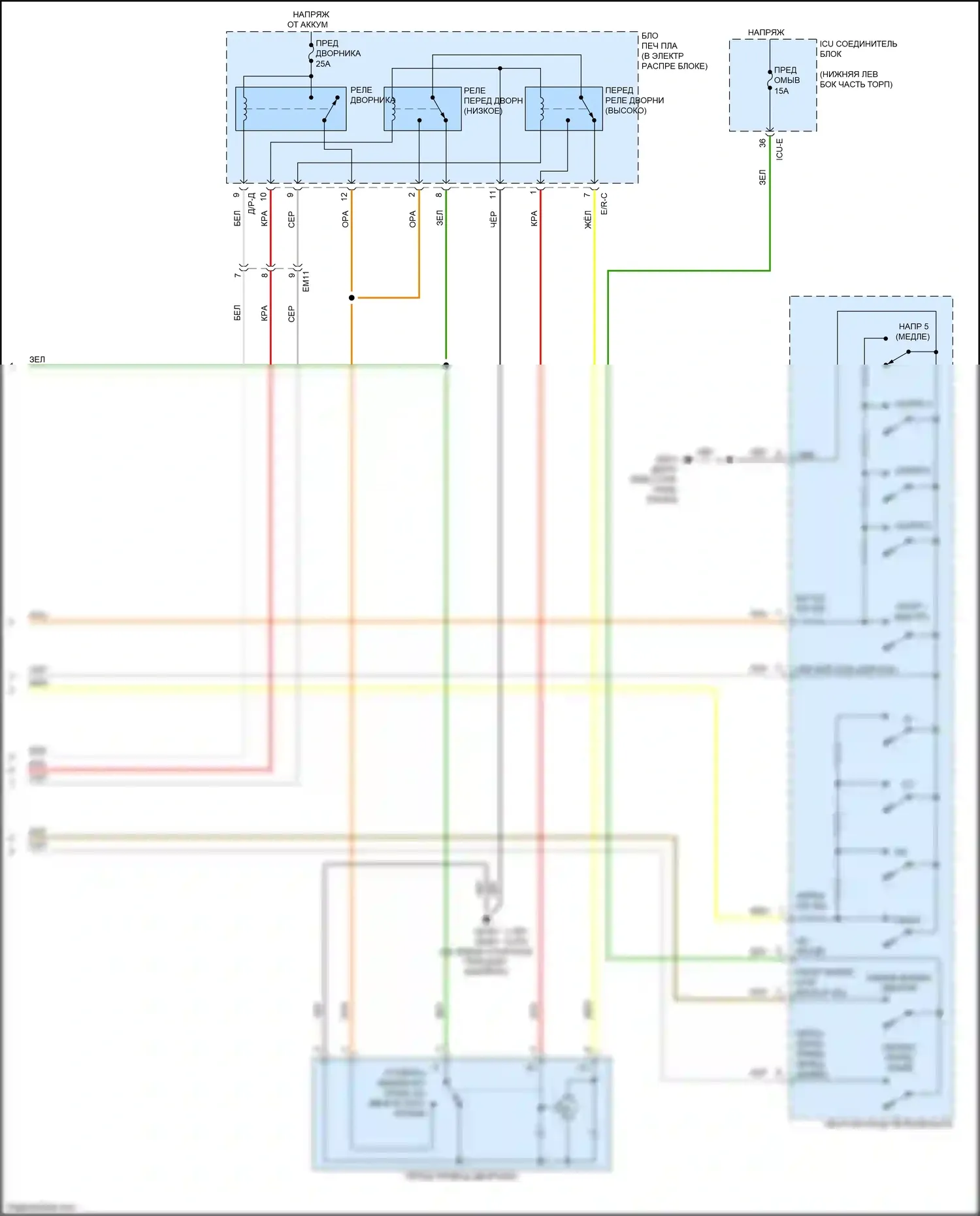 Cerato Kia IV (2018-2022): Дворники и омыватели электросхема (2 из 2) 