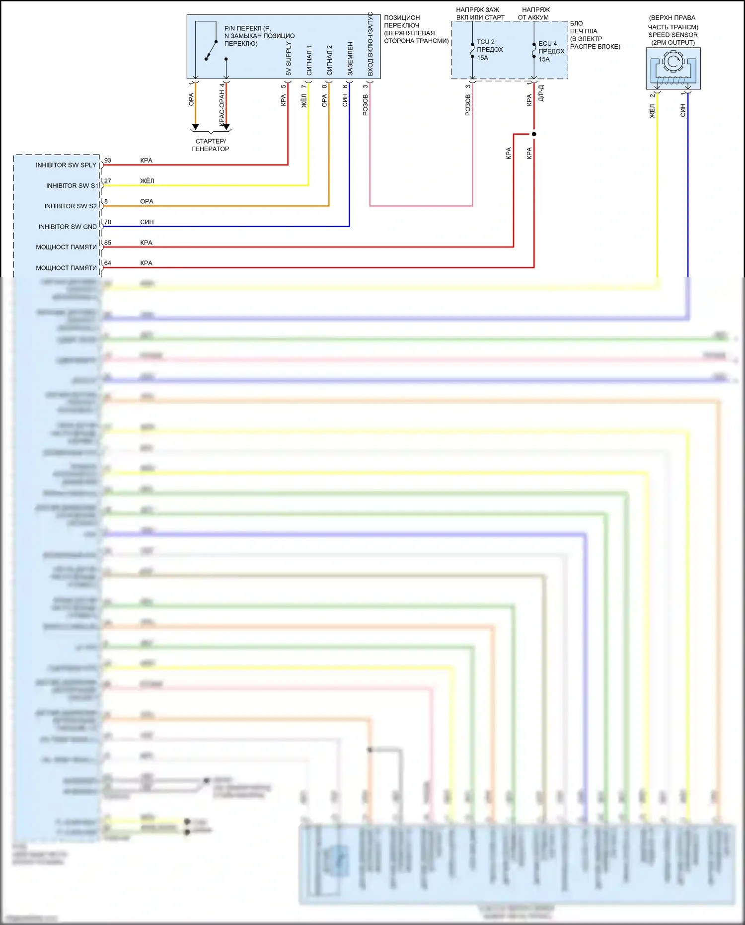 Cerato Kia IV (2018-2022): 2.0l, электросхема соединений коробки передач (1 из 2) 