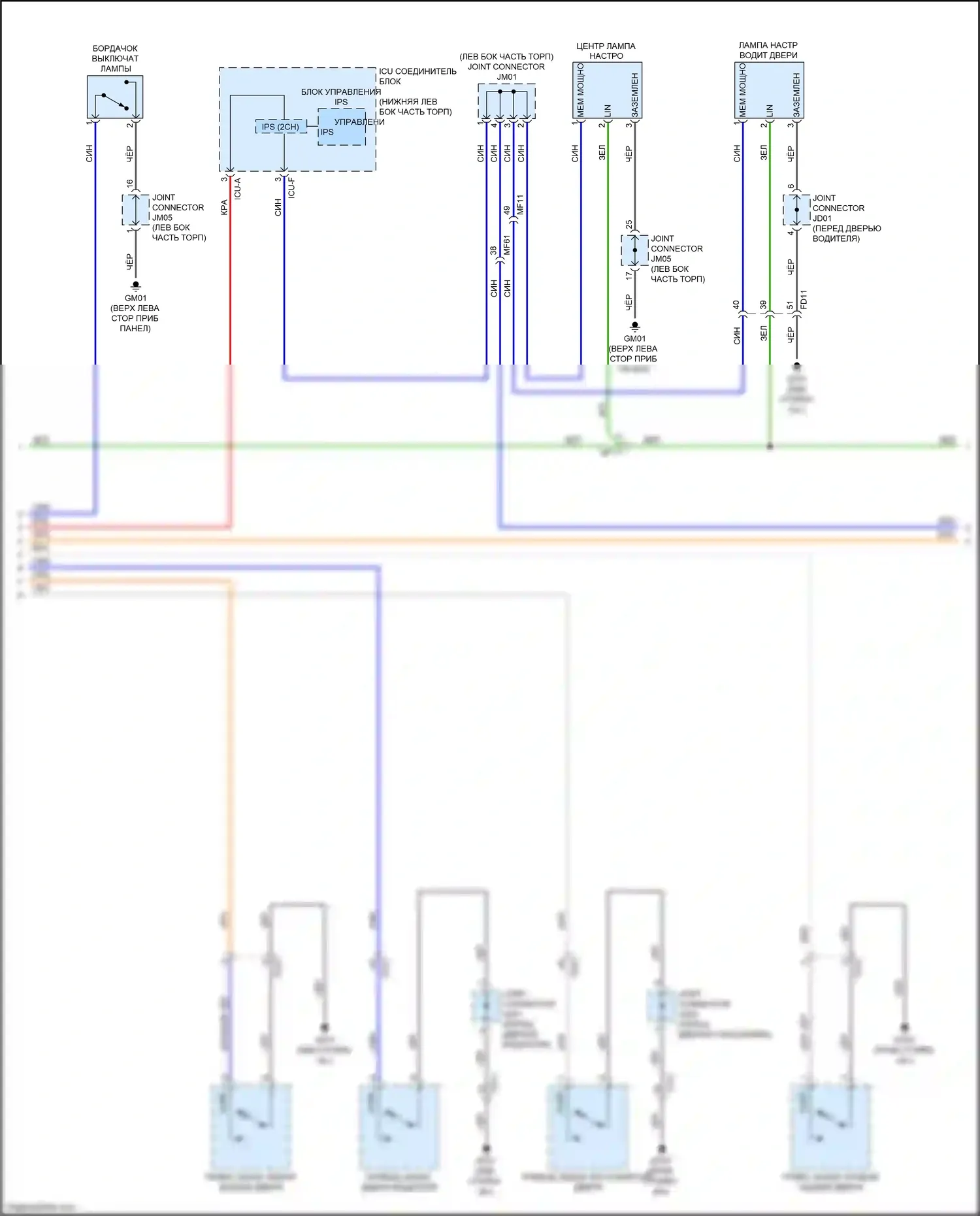 Cerato Kia IV (2018-2022): Электросхема освещения салона (2 из 3) 